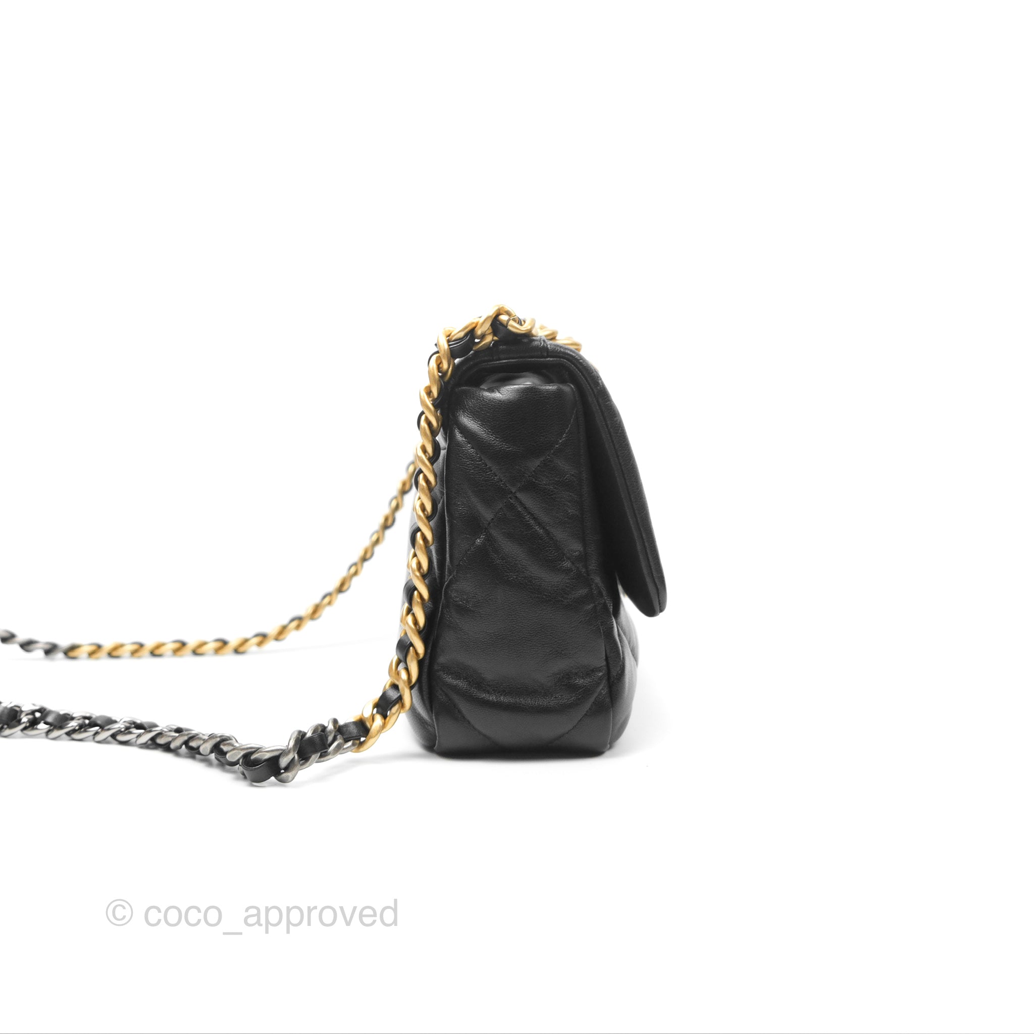 Chanel 19 Small Black Goatskin Mixed Hardware Flap Bag - Luxury Designer Handbag for Women, Perfect for Date Night & Evening Events