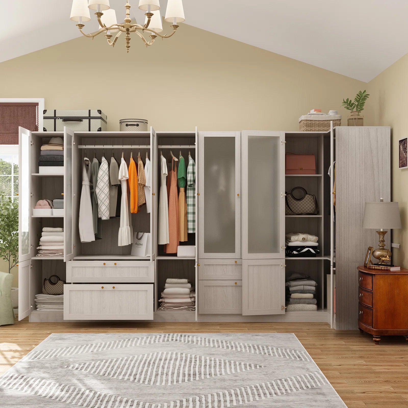 Solid Wood & Manufactured Wood Armoire - Spacious Storage for Bedroom, Living Room, or Office - Perfect for Organizing Clothes, Linens, and Home Essentials