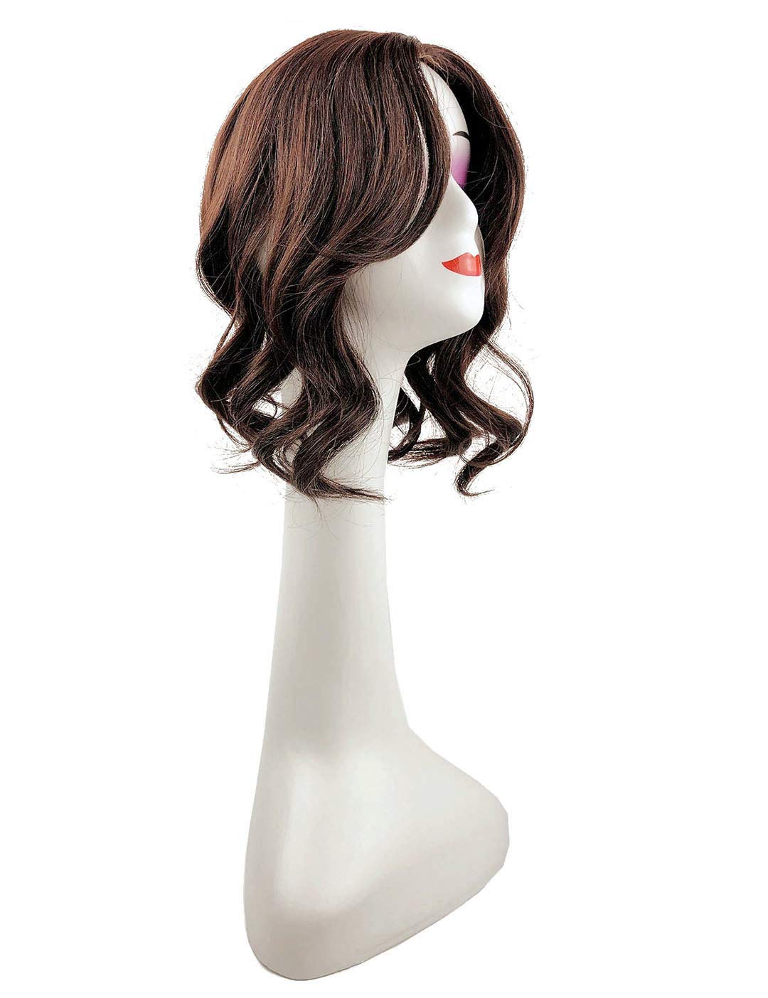 14 Inch Natural Wavy Hair Topper with Middle Part | 10x13cm French Style Clip-in Human Hair Wig in Light Brown | Perfect for Thinning Hair & Volume Boost for Daily Wear