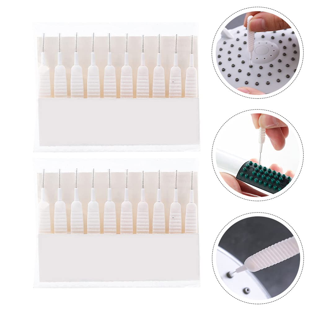 20-Pack Stainless Steel Shower Head Cleaning Brushes - Nylon Bristle Deep Cleaner for Shower Holes, Straws, Pipes & Window Slots - Perfect for Bathroom, Kitchen & Household Cleaning Tasks