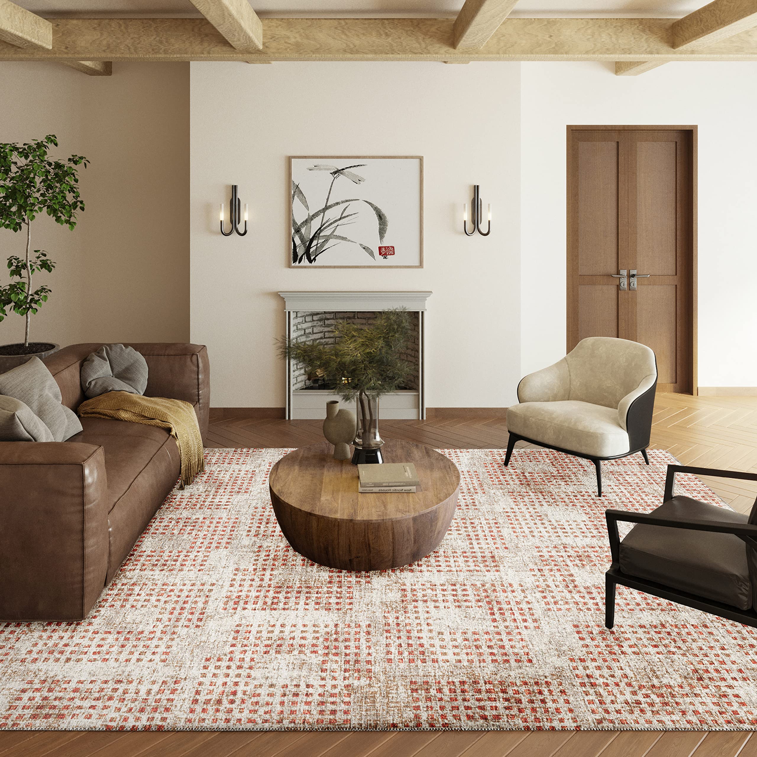 Addison Rugs Eleanor AER31 Spice 9' x 12' Indoor/Outdoor Area Rug - Machine Washable, Non-Shedding, Easy Clean - Perfect for Bedroom, Living Room, Dining Room, Kitchen & Patio - Durable & Stylish Home Decor for All Seasons
