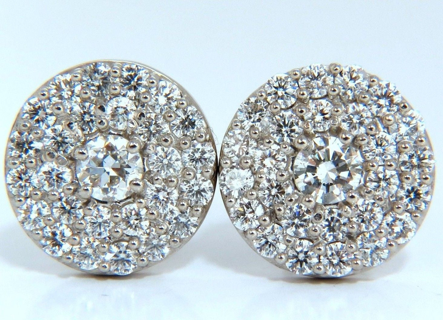 4.26ct Natural Round Diamond Cluster Earrings in 14K Gold (G/VS) - Elegant Cocktail Party Jewelry for Women