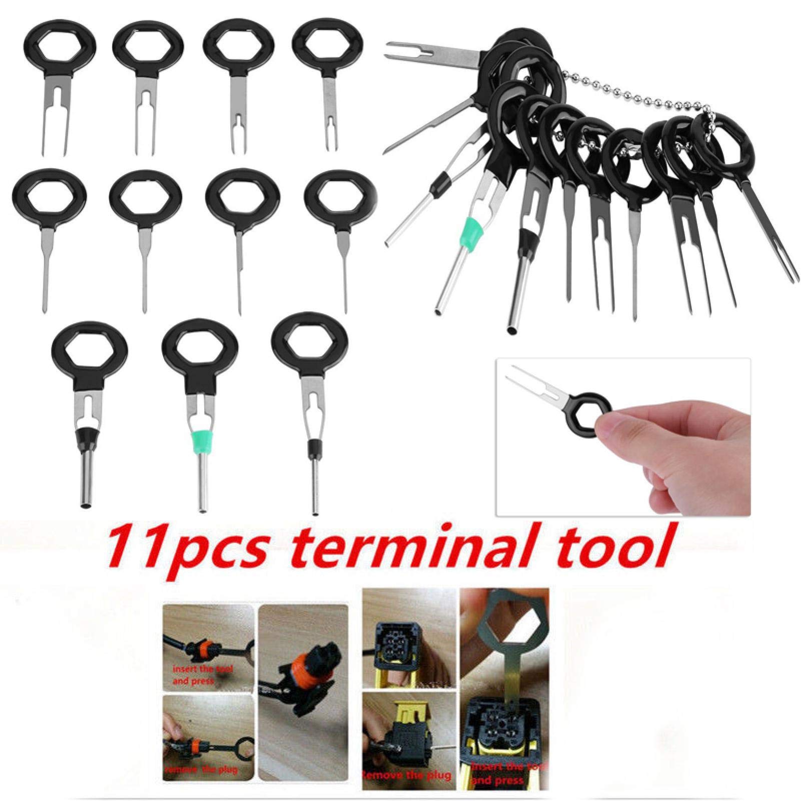 11Pcs Car Wire Harness Terminal Release Tool Set - Plug Extraction Pick, Connector Crimp Pin Back Needle & Removal Key for Automotive Electrical Repairs | Ideal for Mechanics, DIY Car Enthusiasts & Wiring Projects