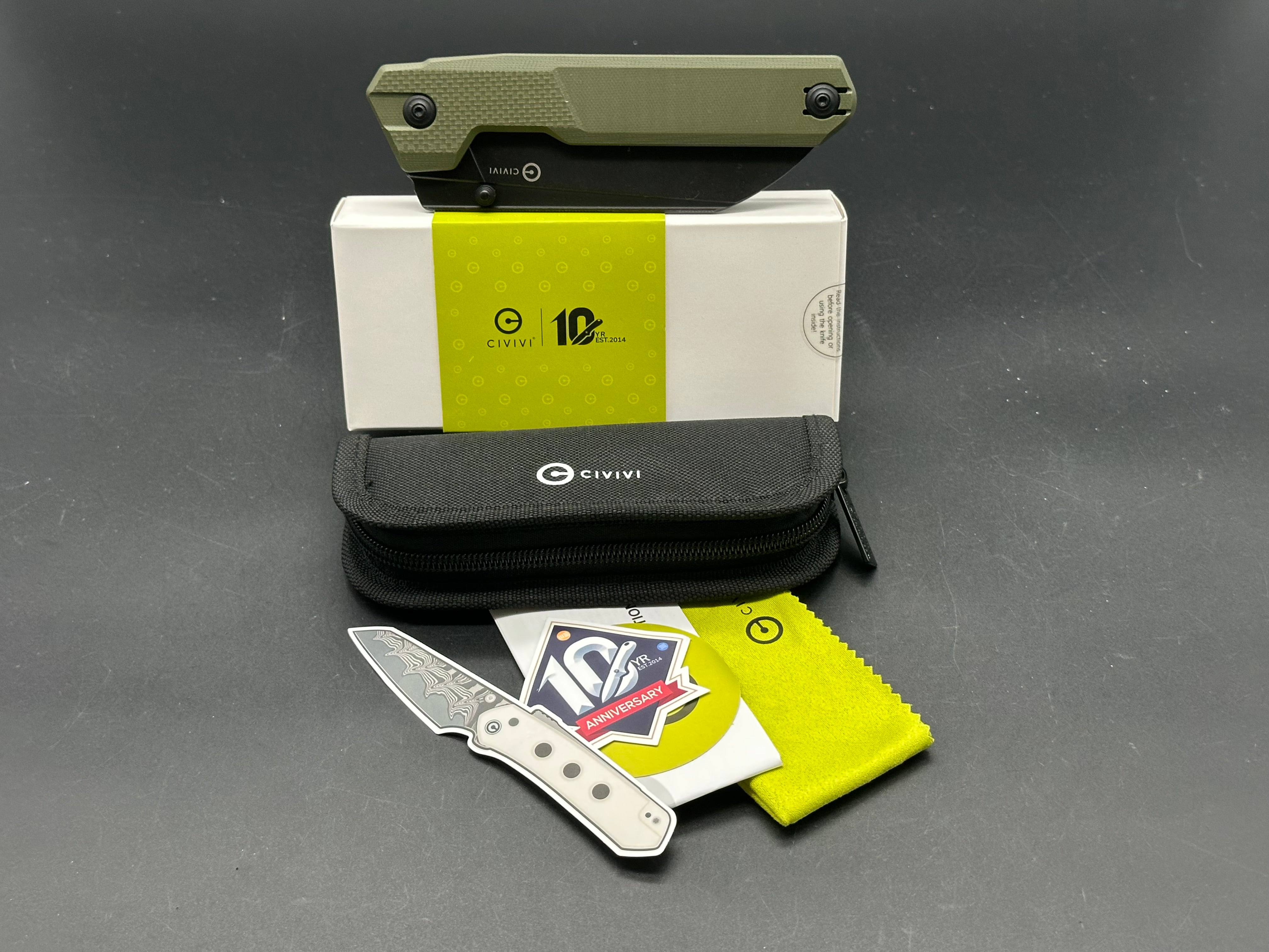 CIVIVI HID Folding Pocket Knife - OD Green G10 Handle, 14C28N Stainless Steel Plain Edge Blade with Black Stonewash Finish | EDC, Camping, Hunting & Outdoor Survival Tool