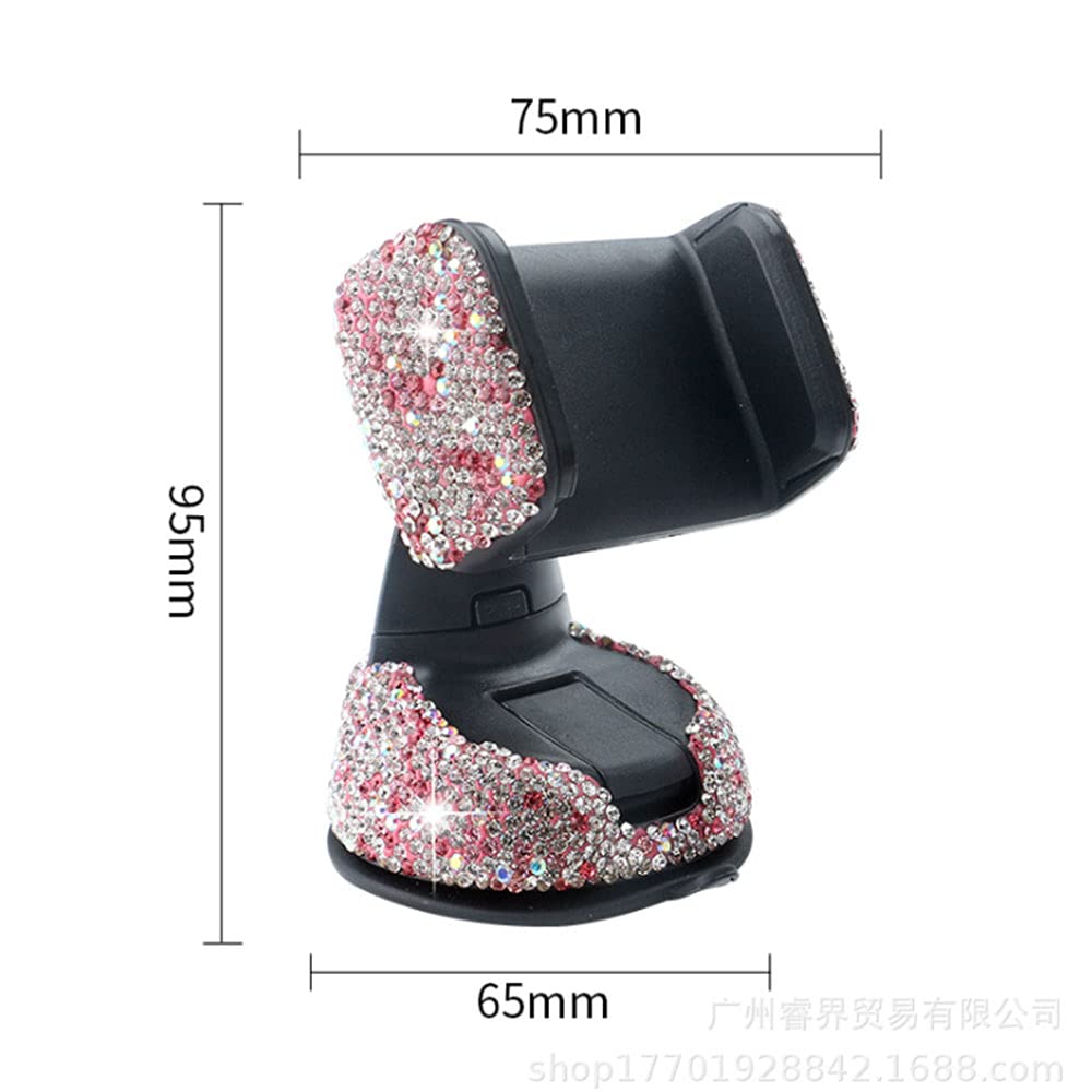 Shiny Rhinestone Car Phone Holder Stand - Pink/Red Dashboard & Air Vent Mount for Women | Perfect for Hands-Free Calling, GPS Navigation & Safe Driving