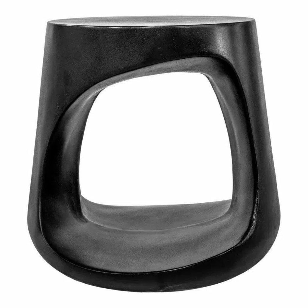 17.75 Inch Outdoor Stool Black Contemporary - Modern Patio Furniture for Garden, Poolside, and Backyard Relaxation