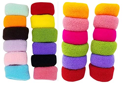 MANODHRUVA 24 Pack Thick Stretchy Hair Bands for Women - Colorful Ponytail Holders (24 Pcs) - Perfect for Gym, Work & Everyday Hairstyles