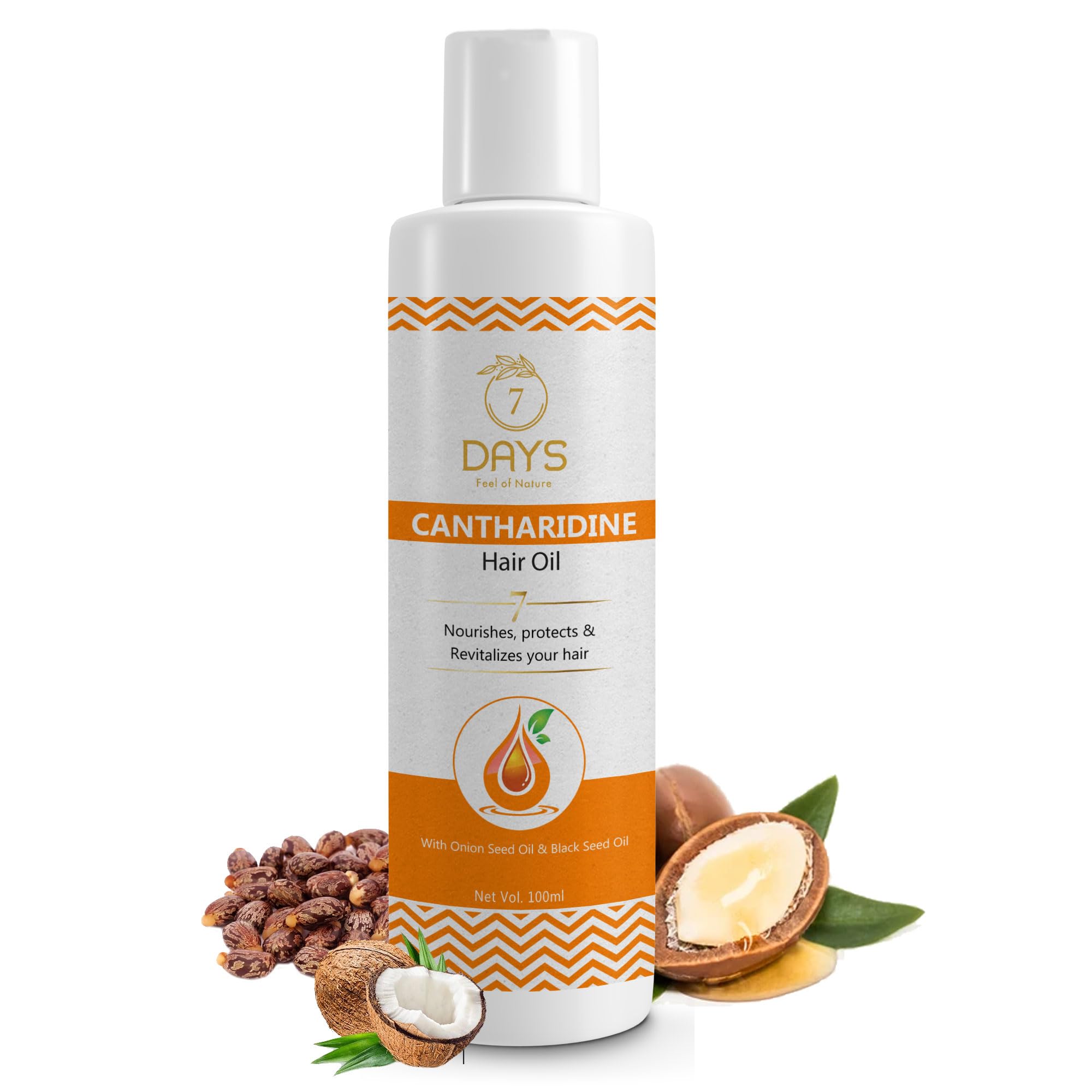 7 DAYS Cantharidine Hair Growth Oil with Sesame & Brahmi - Nourishing Treatment to Strengthen & Revitalize Hair - For Men & Women (100ml) - Perfect for Daily Hair Care & Scalp Massage