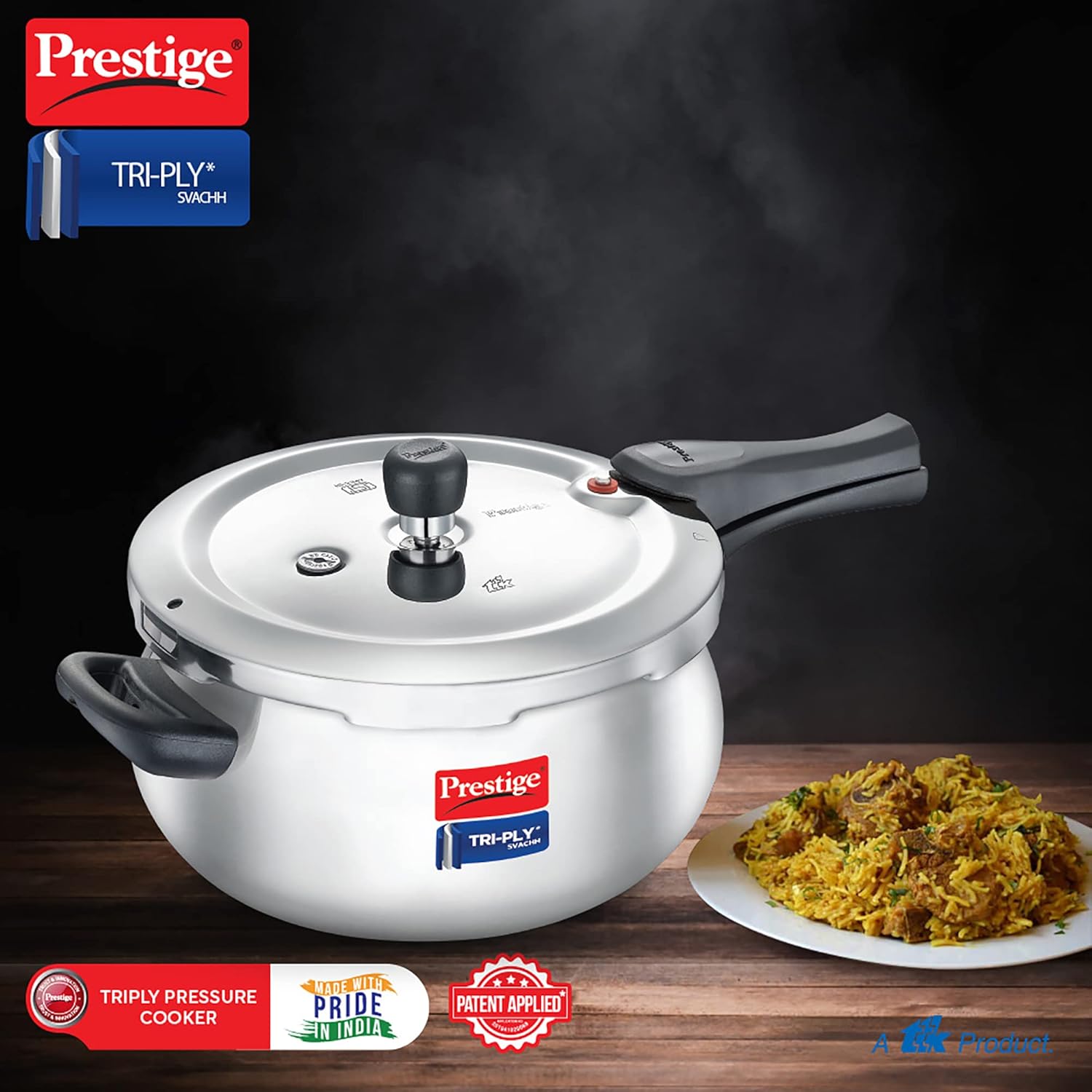 Prestige Svachh Triply Stainless Steel Handi Pressure Cooker 5L - Premium Indian Cooking Pot for Biryani, Curry & Dal - Perfect for Home Kitchens & Restaurant Use