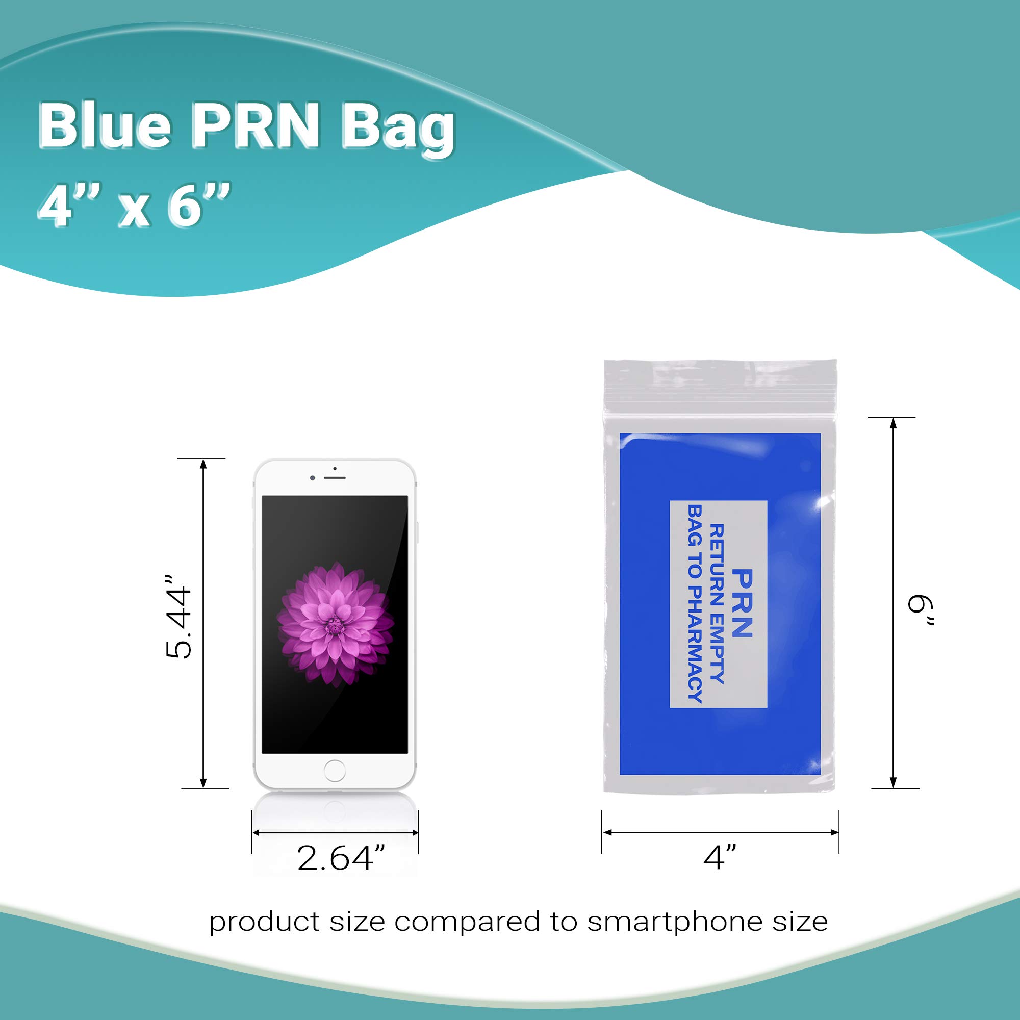 1000 Pack Blue PRN Bags 4x6 Inches - 2 Mil Thick Clear Zipper Printed Polyethylene Bags with Secure Seal Closure | Medical Supplies, Pharmacy Storage, Hospital Use, First Aid Organization & Home Healthcare Essentials