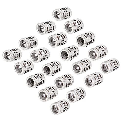 20pcs Retro Silver Beard Beads & Hair Braiding Rings - Perfect Size for DIY Necklace, Bracelet & Viking Jewelry Making - Great for Men's Grooming, Festival Accessories & Boho Style