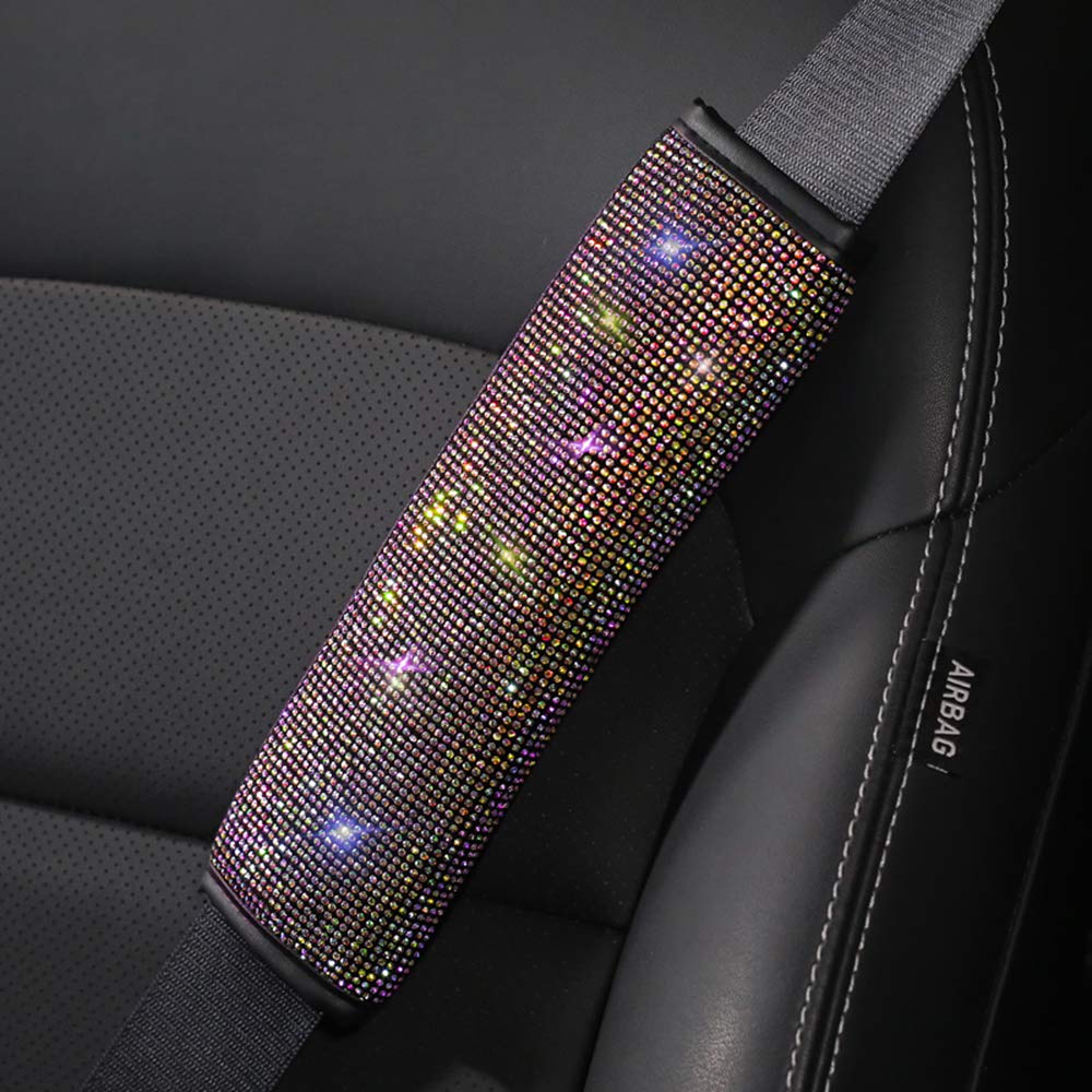 2 Packs Shining Bling Seat Belt Shoulder Pads - Crystal Rhinestone Car Seatbelt Covers for Women - Luxury Car Accessories for Comfort & Style | Perfect for Daily Commute, Road Trips & Gift Giving