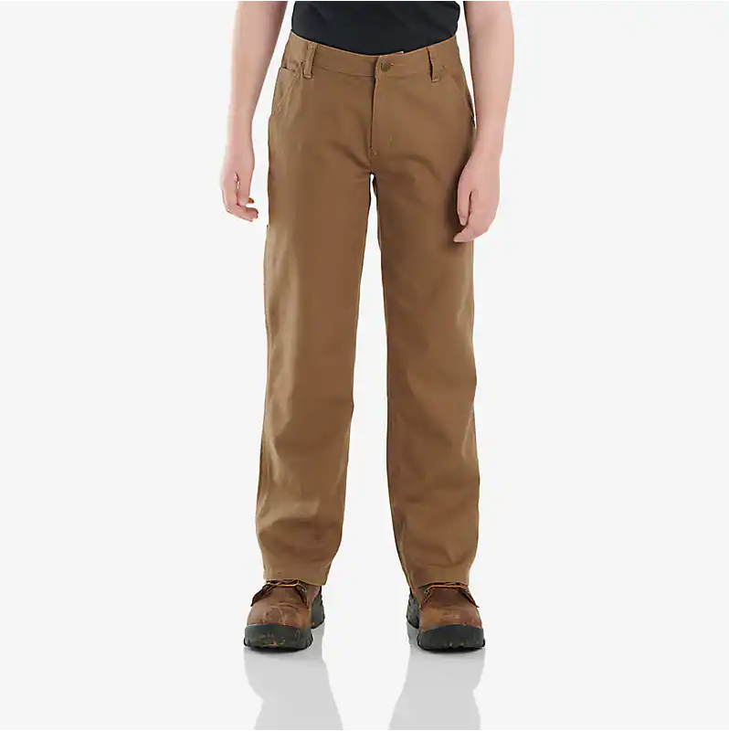 Carhartt Kids Rugged Flex® Loose Fit Utility Work Pants for Boys & Girls - Durable Canyon Brown Cargo Pants for Outdoor Play, School & Adventure Activities