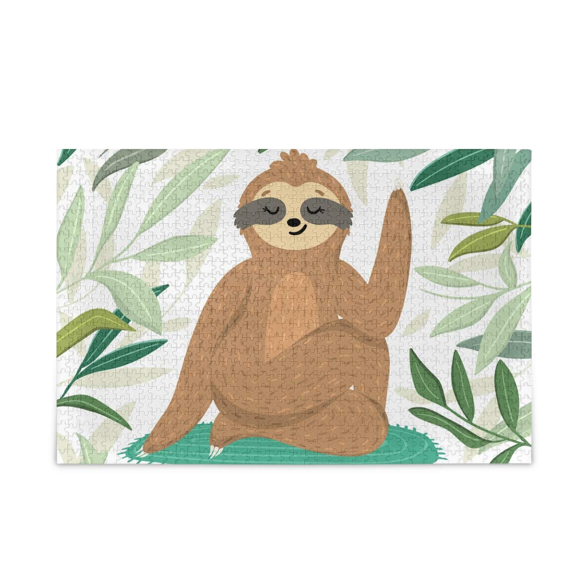 1000 Piece Cute Yoga Sloth with Leaves Jigsaw Puzzle - Fun & Challenging Puzzle Game for Adults & Kids | Perfect for Family Game Night, Stress Relief & Home Decor