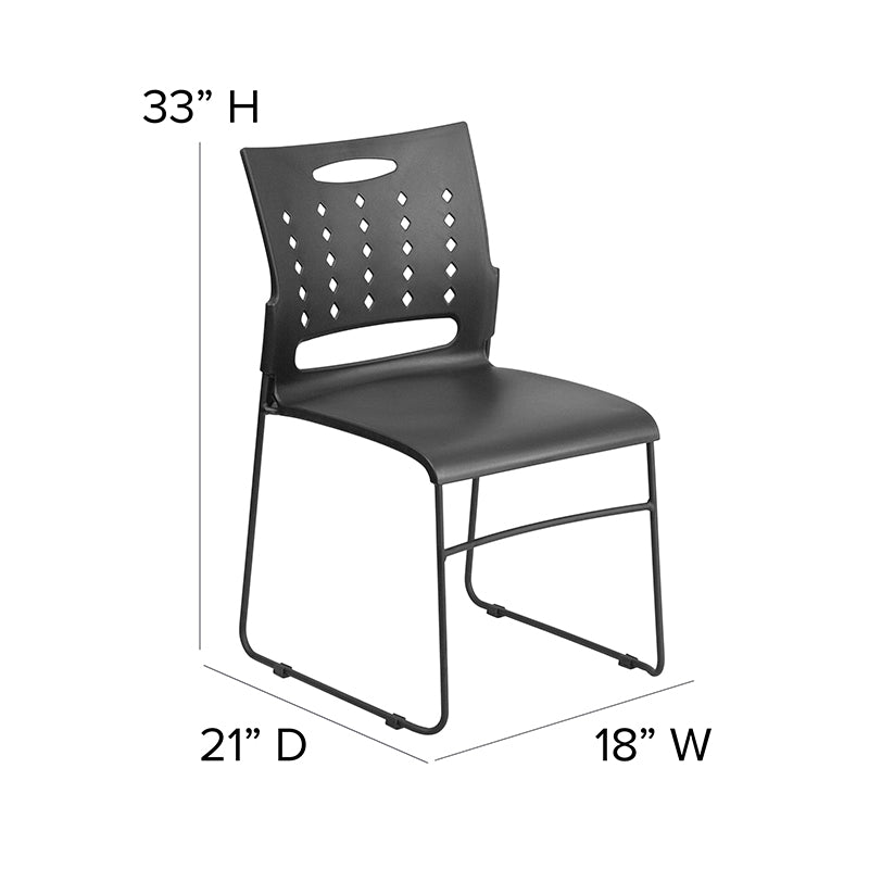 FLASH HERCULES Series 881 lb Capacity Black Sled Base Stackable Chair with Air Vent Back - Heavy Duty Folding Chairs for Events, Banquets, and Conference Rooms