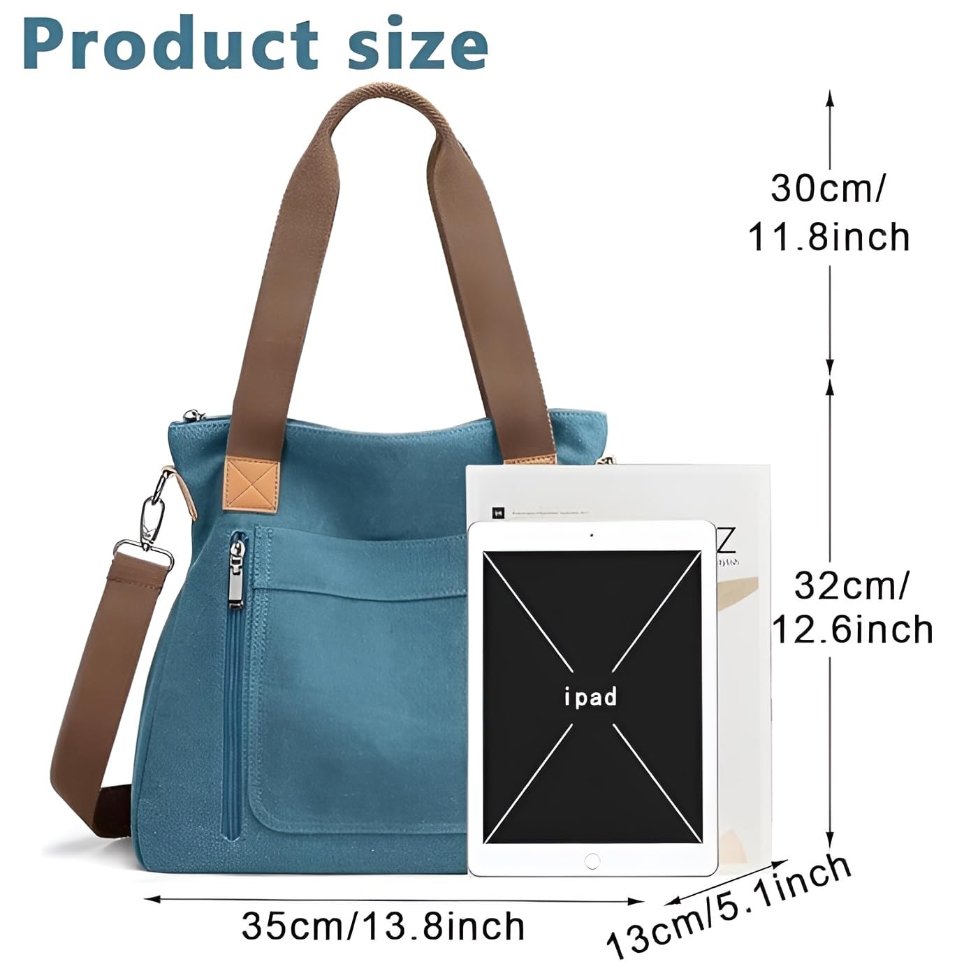 Stylish Women's Canvas Tote Bag - Large Capacity Casual Shoulder Bag for Everyday Use | Durable Hobo Tote & Crossbody Shopper Bag | Perfect for Work, Travel, Shopping and Beach Outings