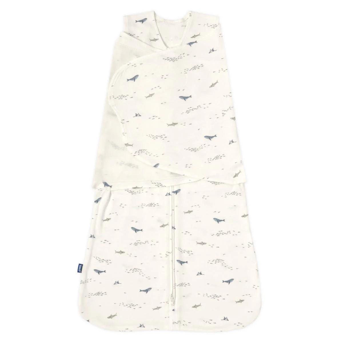 Halo Sleepsack Swaddle - 100% Organic Cotton Baby Swaddle Blanket with Ocean Life Design, 1.5 TOG for Newborns & Infants - Perfect for Nursery, Daycare & Travel