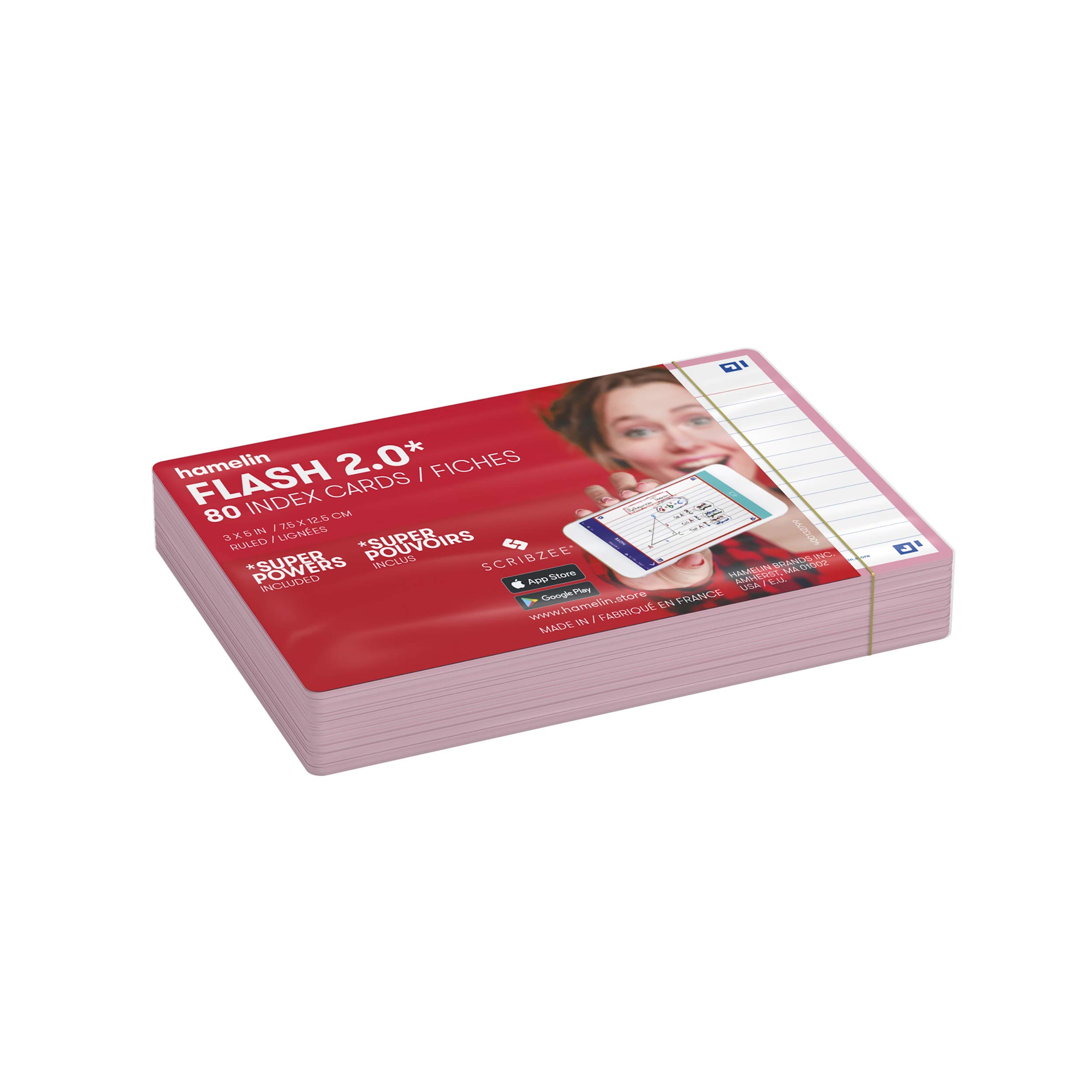 Index Cards Flash 2.0 Study Cards - 4x6 Inch 80 Count Rose Pink Note Cards (400134037) - Perfect for School, Office & Memory Games