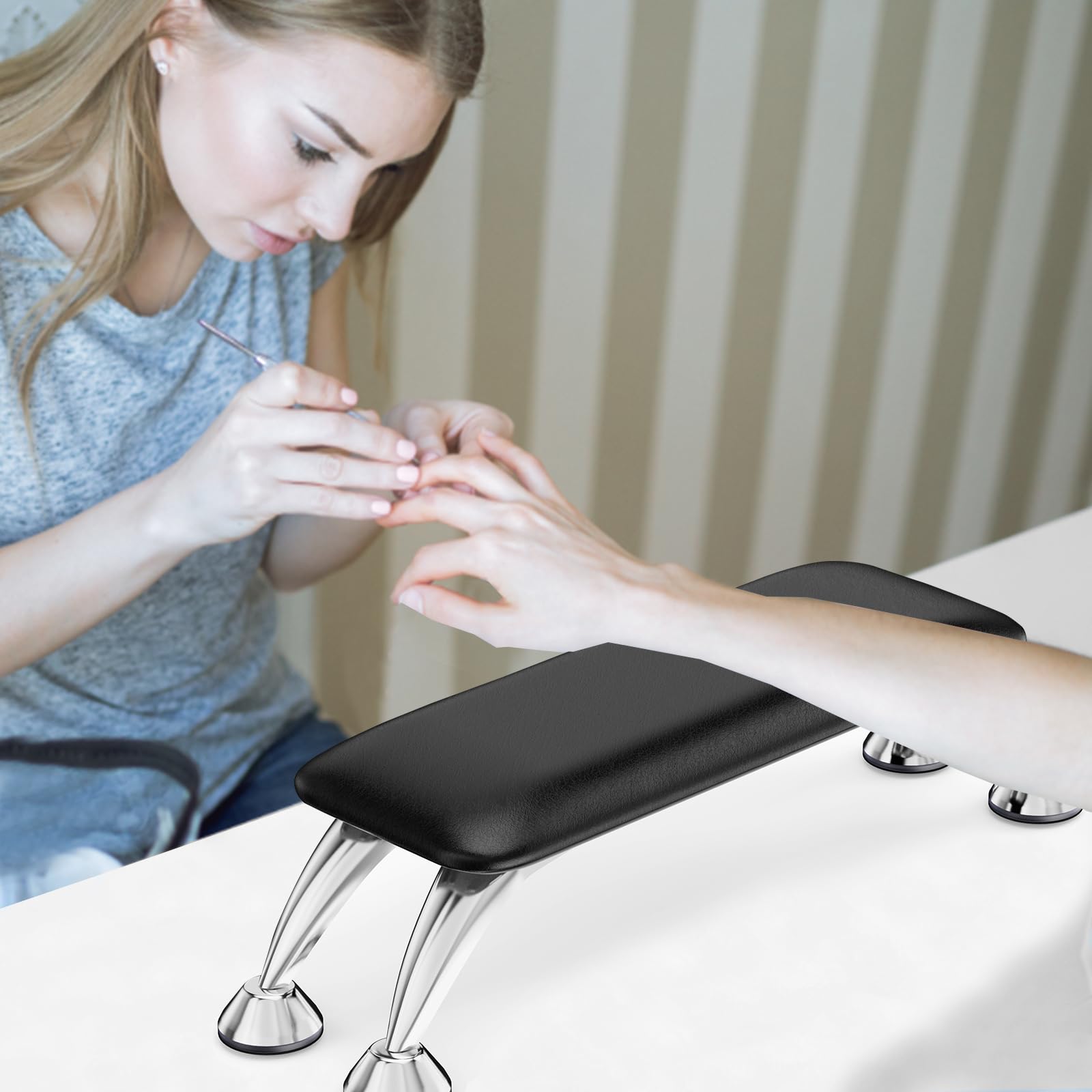 Premium SHIMIDO Nail Art Table Mat - Soft Microfiber Leather Hand Rest Pad for Nail Technicians & DIY Manicures | Non-Slip Workstation Mat for Salon, Home & Professional Use (Black)