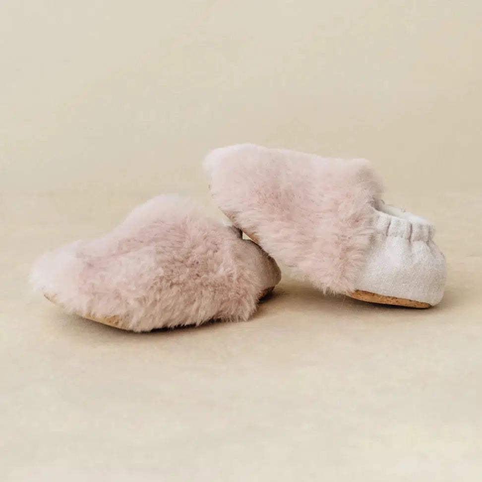 SoftSoul Women's Faux Fur Slippers - Cozy Indoor/Outdoor House Shoes with Non-Slip Sole, Light Pink - Perfect for Winter, Lounge, Spa & Home Comfort