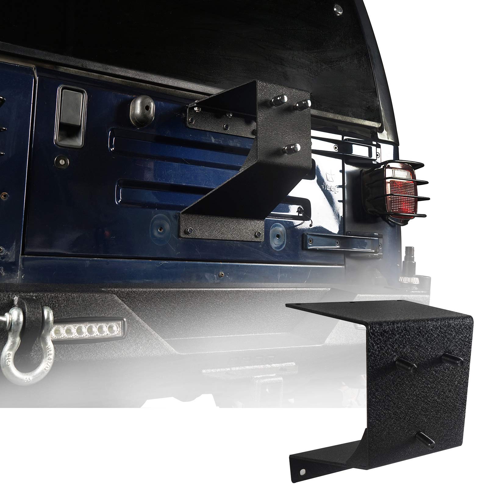 Hooke Road Heavy Duty Steel Spare Tire Carrier Mount for Jeep Wrangler YJ TJ LJ (1987-2006) - Off-Road Adventure & Trail Riding Accessory