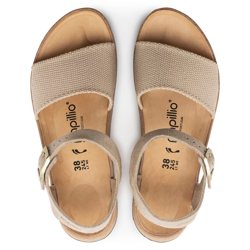 Birkenstock Women's Glenda Sandals - Suede Leather Textile Upper in Sandcastle Color | Comfortable & Stylish for Casual Wear, Beach, and Everyday Use