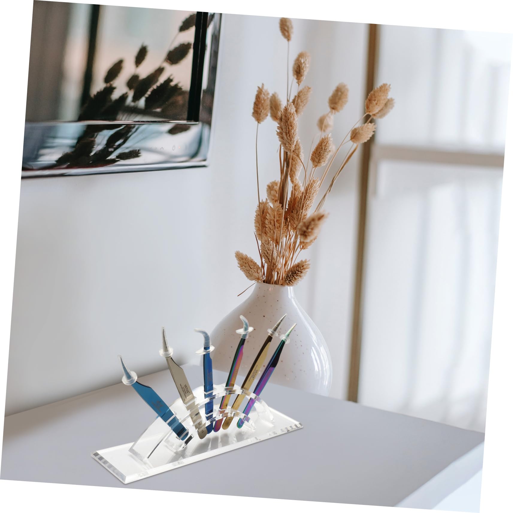 Mikinona 6 Hole Acrylic Tweezers Organizer - Stylish Lash Extension Tool Storage Display Stand for Salon, Spa & Home Makeup Use