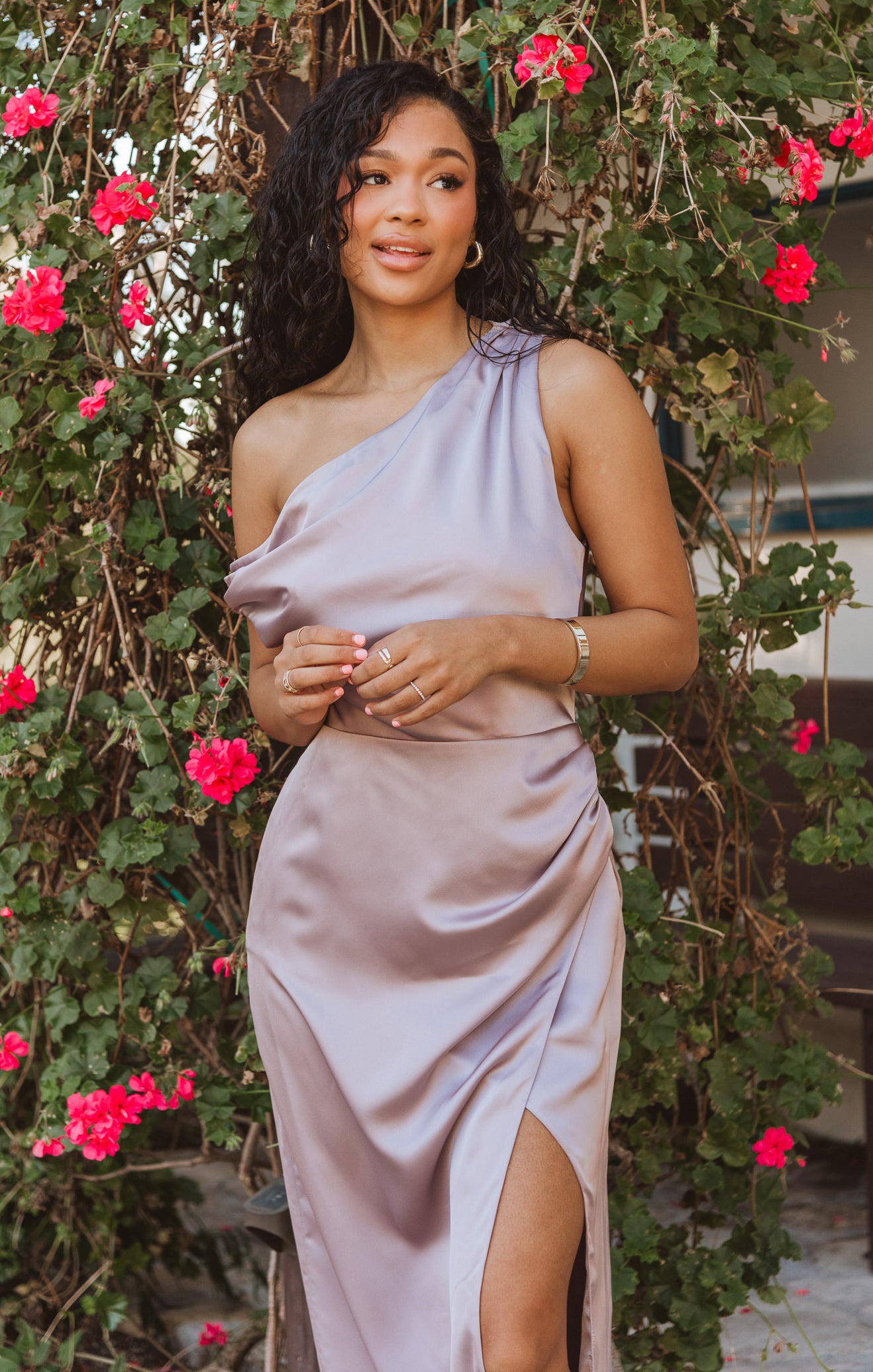 Jodie Dress - Dusty Purple Luxe Satin Midi Dress for Women | Elegant Formal & Evening Wear | Perfect for Weddings, Parties & Special Occasions
