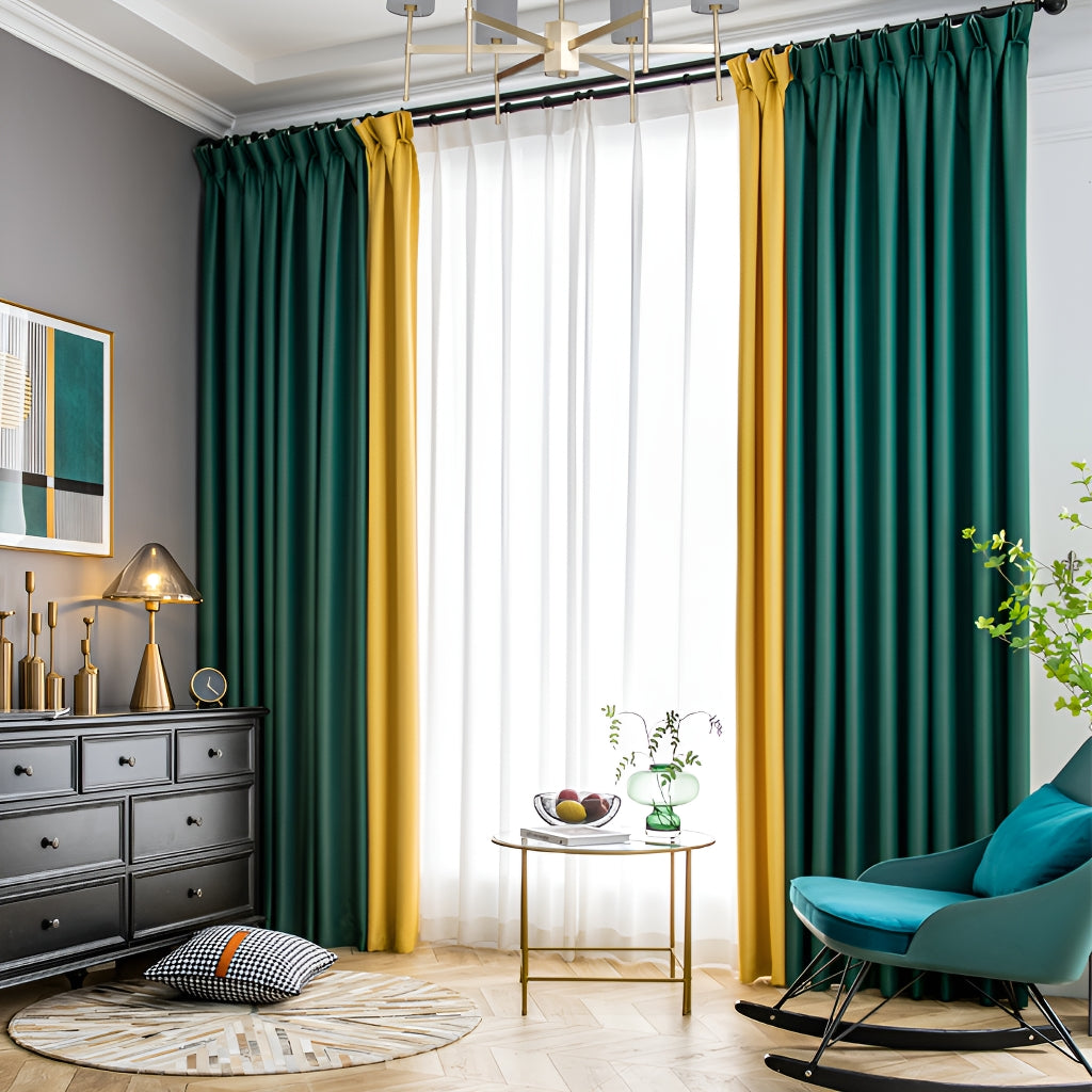 Raya Color Blocking Room Darkening Blackout Custom Curtains - Stylish Window Treatment for Bedroom, Living Room & Nursery - Blocks 99% of Light for Better Sleep