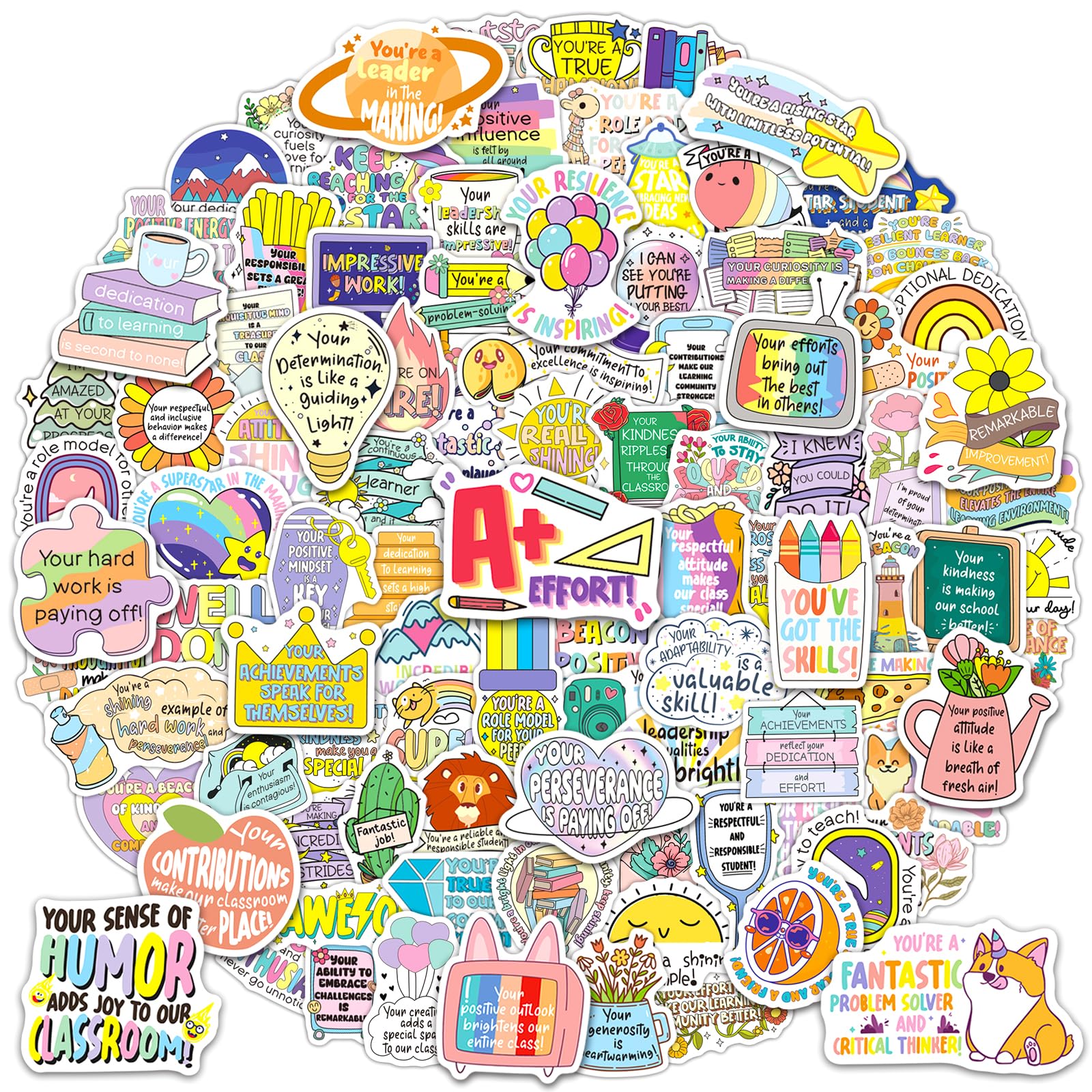 200Pcs Positive Affirmation Stickers for Kids - Motivational Quotes & Encouraging Praise Stickers for Students, Teachers, Classrooms, Water Bottles - Perfect for School, Home, and Daily Inspiration