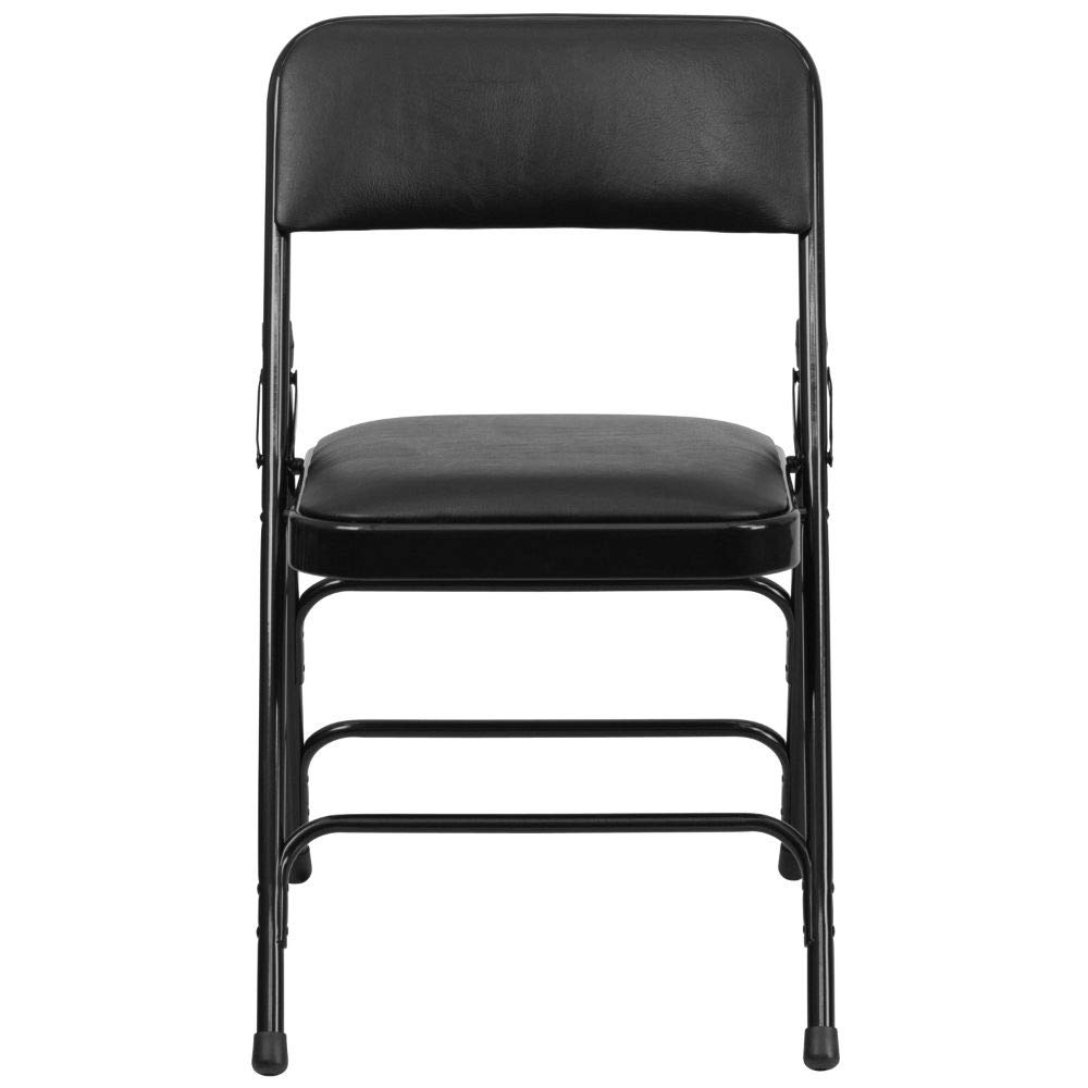 Flash Furniture HERCULES Series Metal Folding Chairs with Padded Seats - Set of 2 Black Heavy Duty Stackable Chairs for Events, Parties, Weddings & Home Use