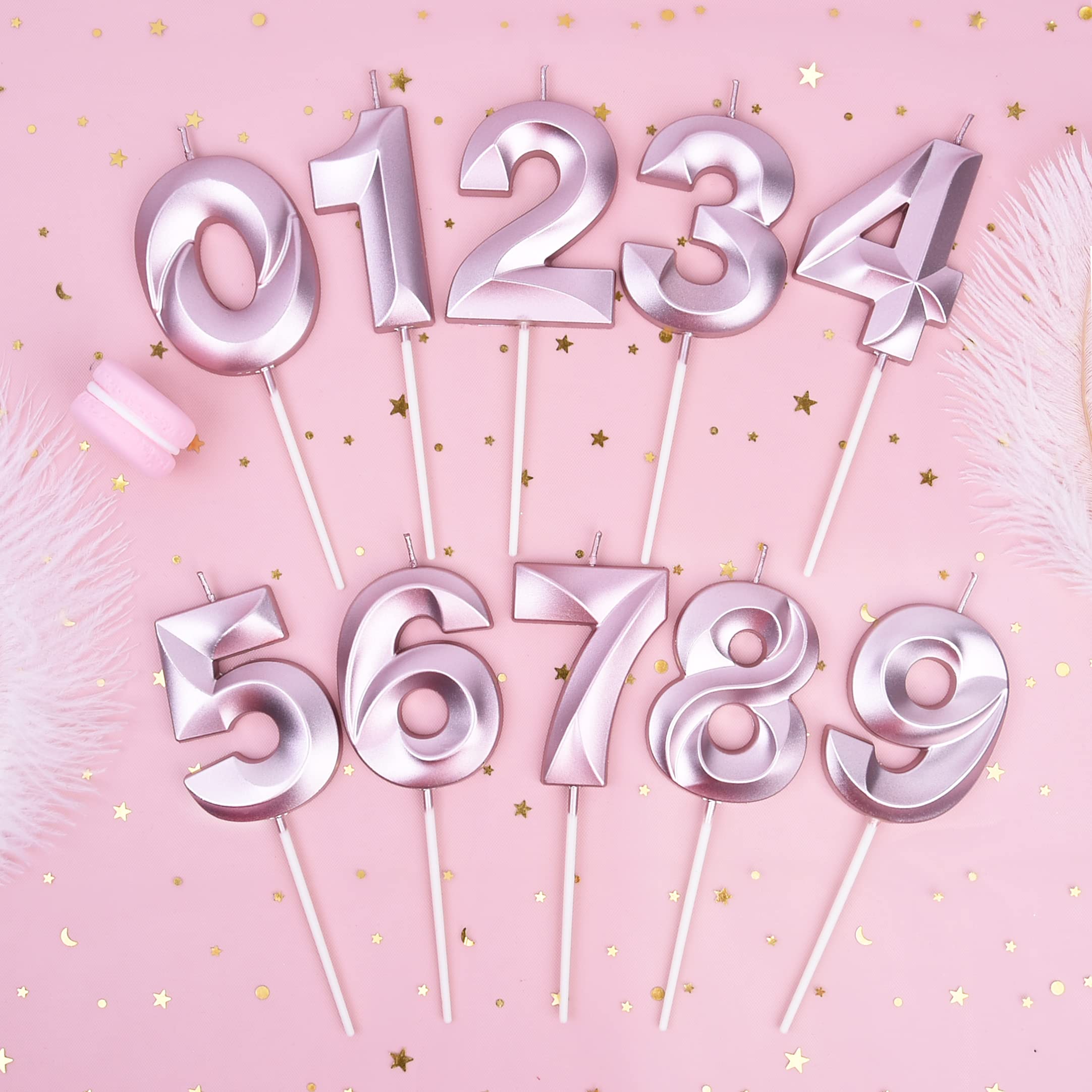 PHD CAKE 2.76 Inch Diamond Rose Gold Number 7 Birthday Candles - Elegant Rose Gold Cake Toppers for Birthday Party Decorations, Wedding Anniversary Celebrations & Special Occasions