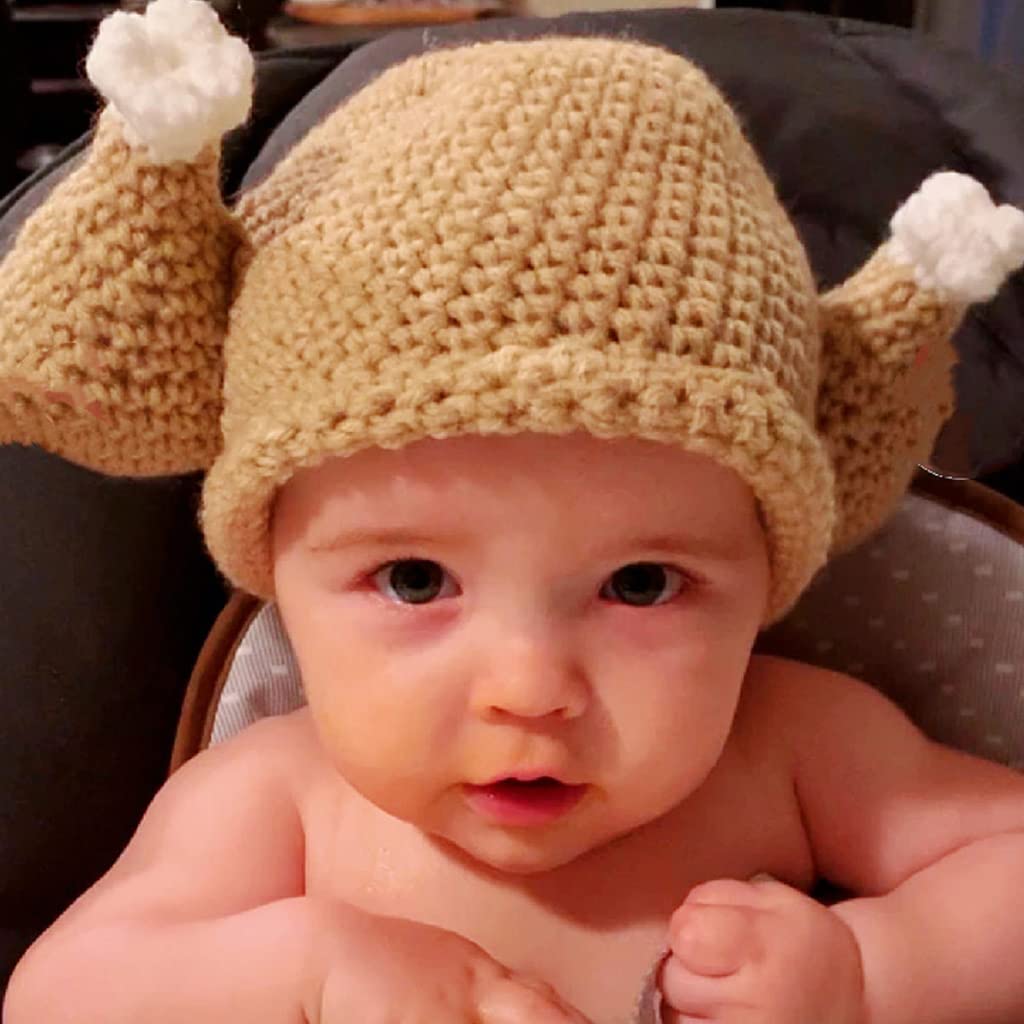 Warm & Fun HISYI Knit Turkey Hat for Babies, Toddlers & Kids - Cute Roasted Turkey Design for Thanksgiving, Turkey Trot & Holiday Festivities - Perfect for Family Photos & Seasonal Celebrations