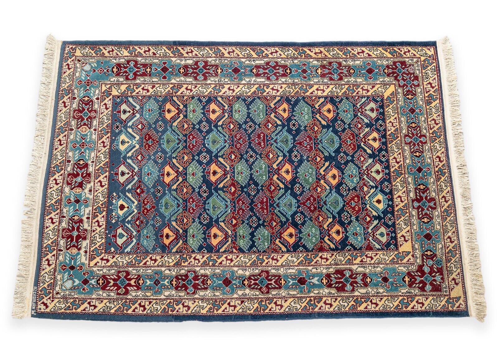 Handwoven Azerbaijani Wool Area Rug - 6' x 4' Traditional Red, Green & Blue Oriental Carpet - Perfect for Living Room, Bedroom & Home Decor