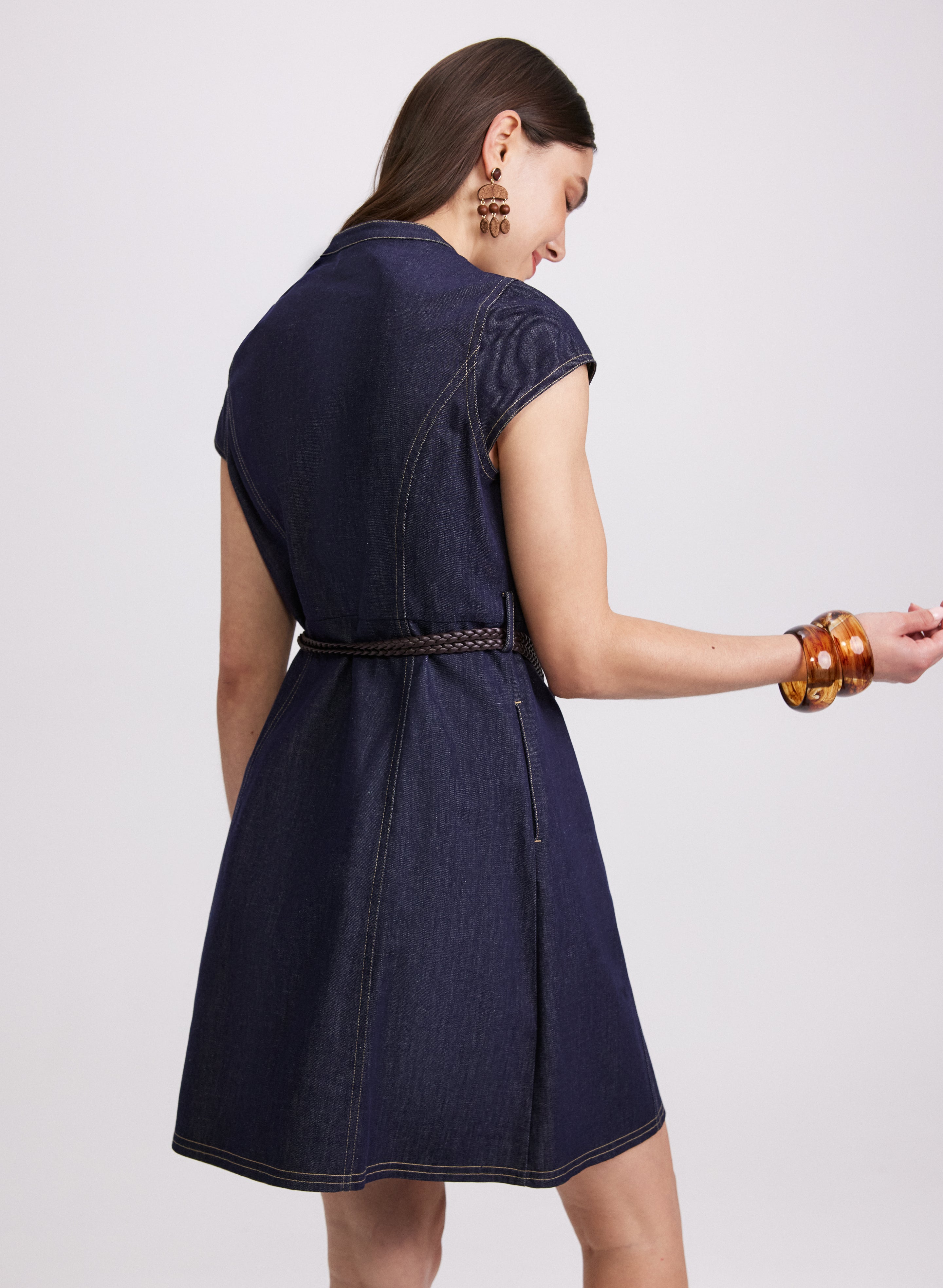 Stylish Women's Denim Button Down Dress - Casual & Comfortable Shirt Dress for Everyday Wear | Perfect for Work, Outings & Weekend Errands