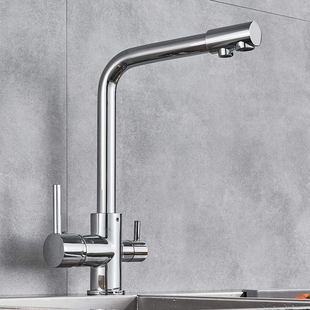 360° Rotating Deck Mounted Kitchen Faucet with Water Purification - Stainless Steel Mixer Tap for Sink, Perfect for Modern Home Cooking & Dishwashing