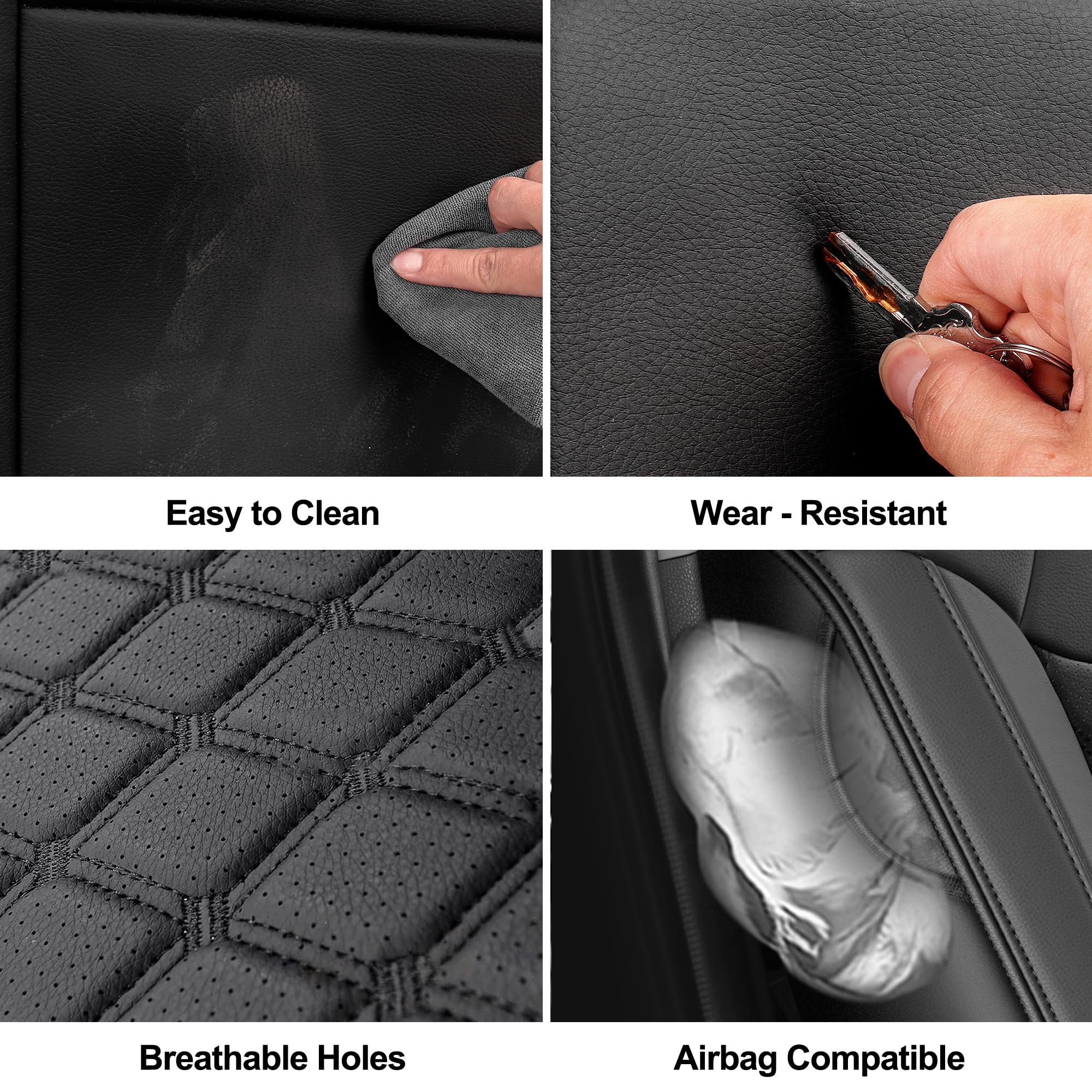 Custom Fit Ford Bronco 2 Door Seat Covers 2021-2025 - Full Set Faux Leather with Airbag Compatibility (Black) | Durable & Stylish Protection for Off-Road Adventures & Daily Commutes