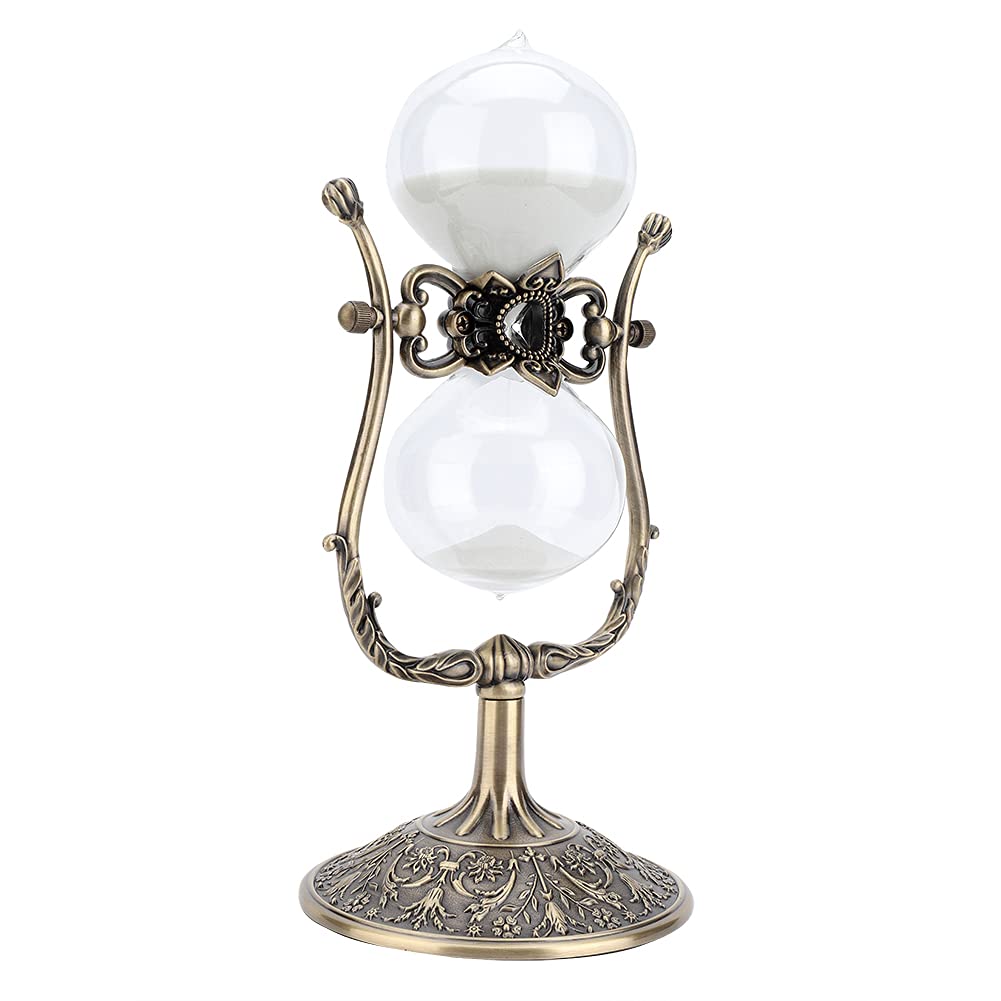 30-Minute Transparent Sand Timer - Thick European Style with Non-Slip Base - Bronze Hourglass for Office Decor, Kitchen Timer & Meditation Tool