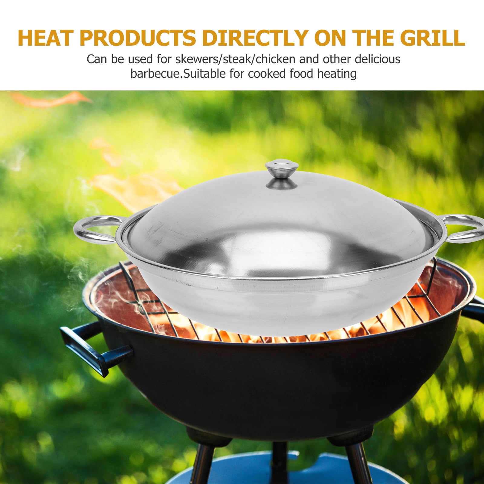 Zerodeko Stainless Steel Wok Stir Fry Pan with Glass Lid - Nonstick Everyday Cooking Pan for Home Kitchen & Camping | Perfect for Stir-Frying, Sautéing, Deep Frying & Outdoor Cooking