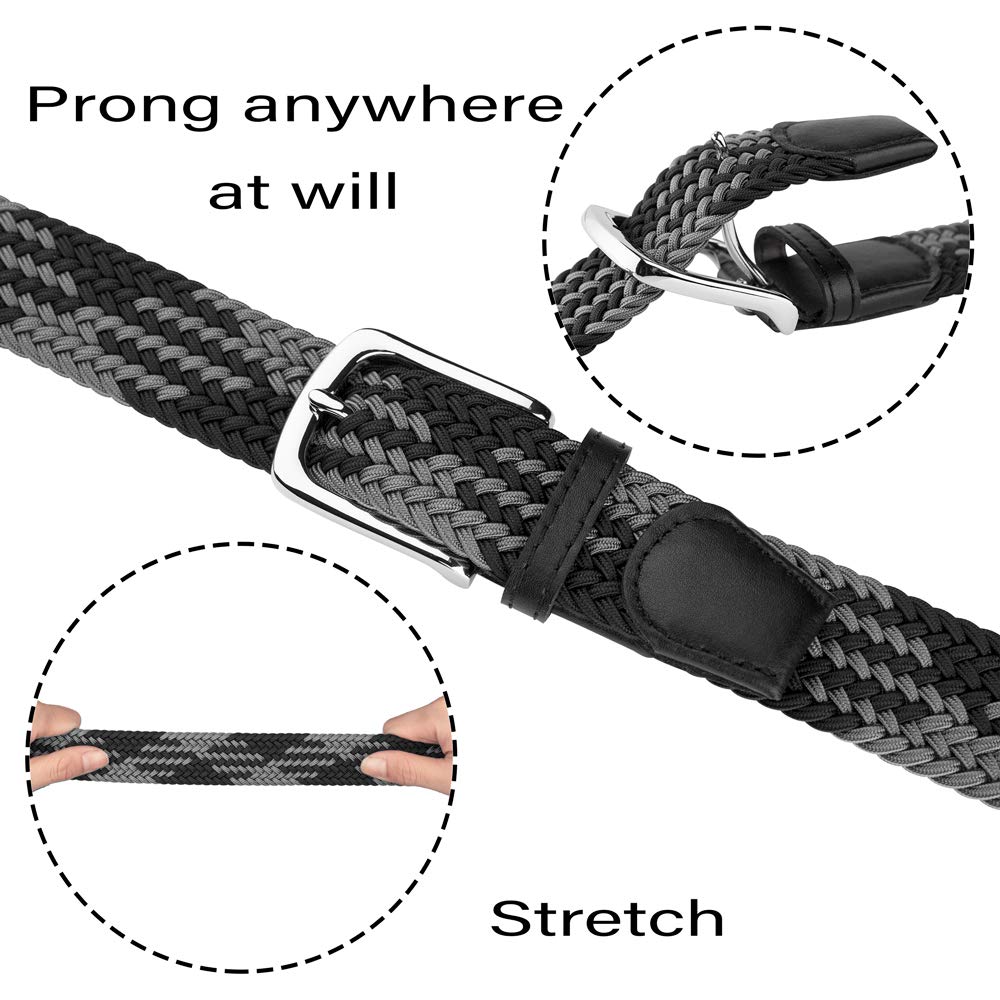JUKMO Elastic Braided Belt for Men & Women - Adjustable Stretch Woven Waist Belt with Gift Box - Perfect for Casual Wear, Office & Jeans