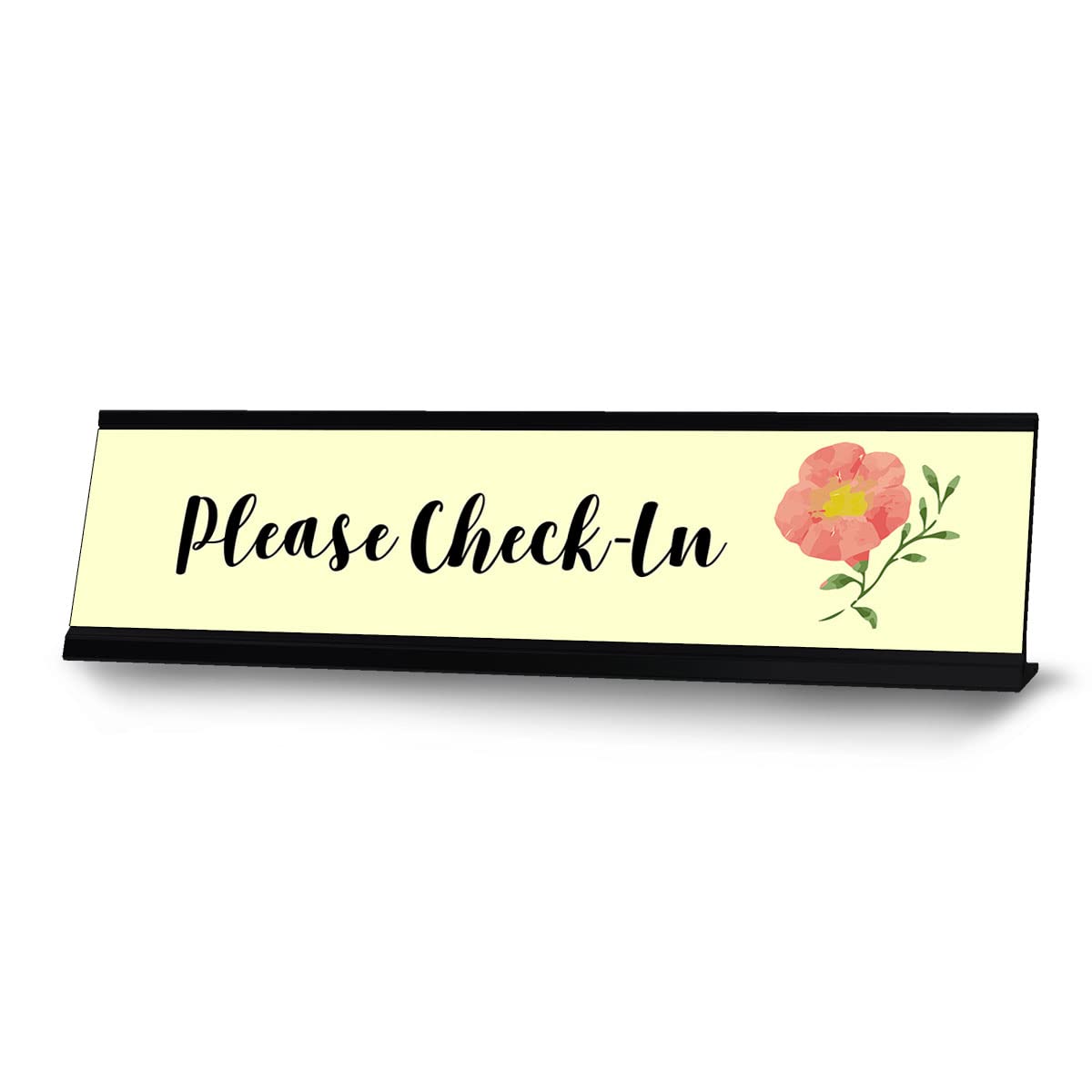 Elegant 'Please Check-In' Designer Desk Sign - 2 x 8 Inches - Perfect for Office Reception, Hotel Front Desk & Professional Workspaces