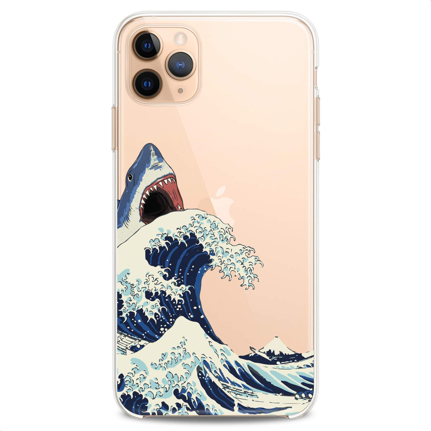 Premium TPU Phone Case for iPhone 16/15/14/13/12/11 Pro Max/Plus/Mini/Xs/Xr/X/8/7/6/5/SE - Japanese Great Wave Art Design, Flexible Slim Clear Silicone Cover with Cute Nature Watercolor Print - Perfect for Daily Use, Travel & Outdoor Activities