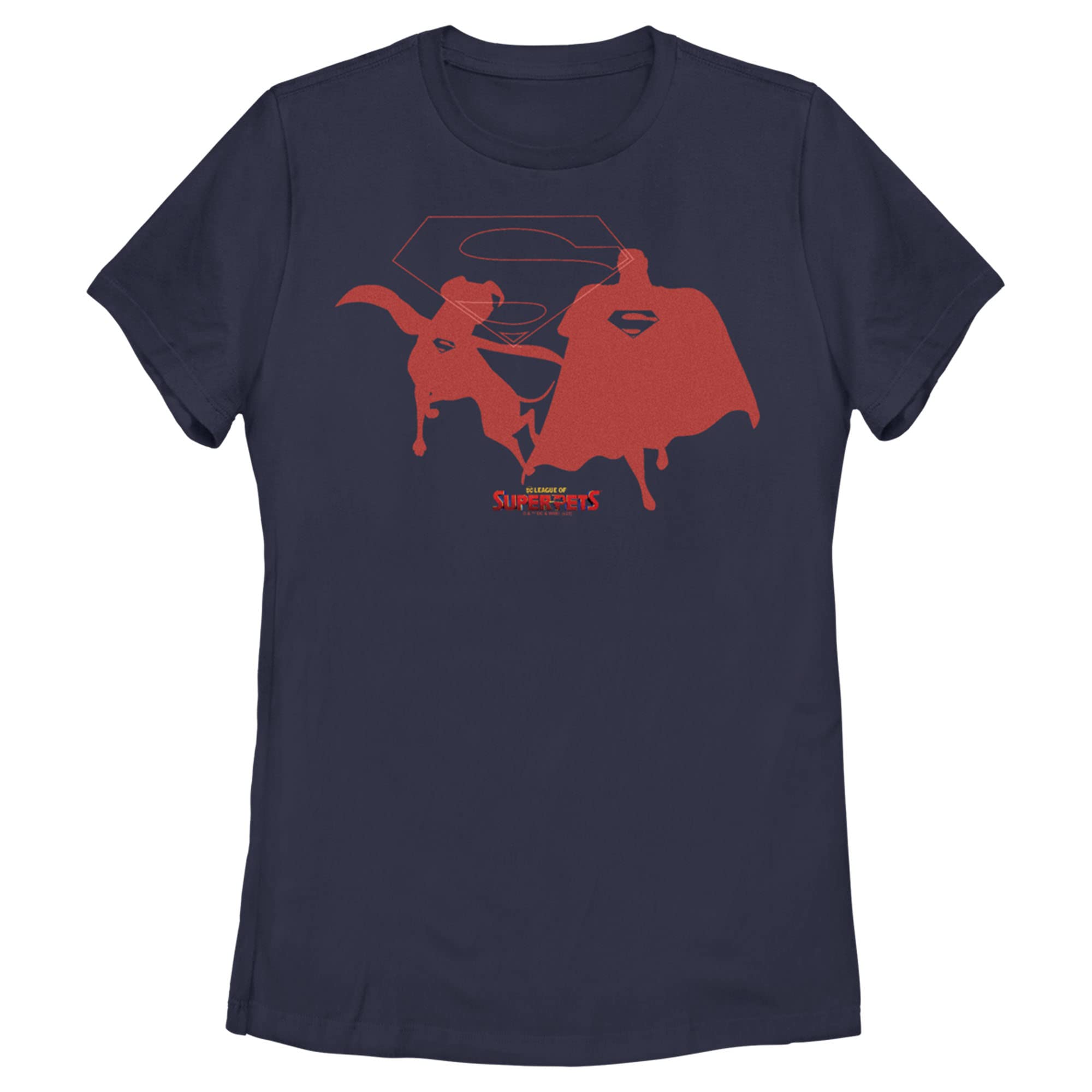 Women's DC League of Super-Pets Superman & Krypto Graphic T-Shirt | Superhero Movie Merchandise | Casual Wear & Cosplay Outfit