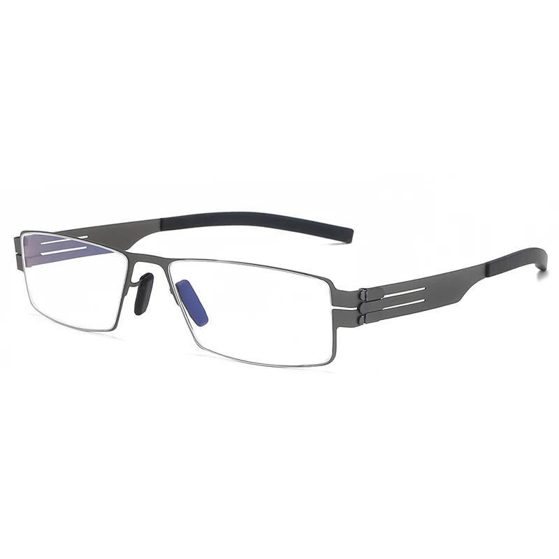 Unisex Black Full Rim Square Stainless Steel Eyeglasses IB005 - Stylish & Durable for Work, Reading & Everyday Wear