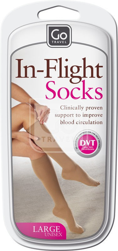 Go Travel Flight Socks Nude - Compression Socks for Women & Men, Anti-Embolism, Long Flights, Airplane Travel, Work & Nursing - Comfortable Support for Circulation & Swelling Relief