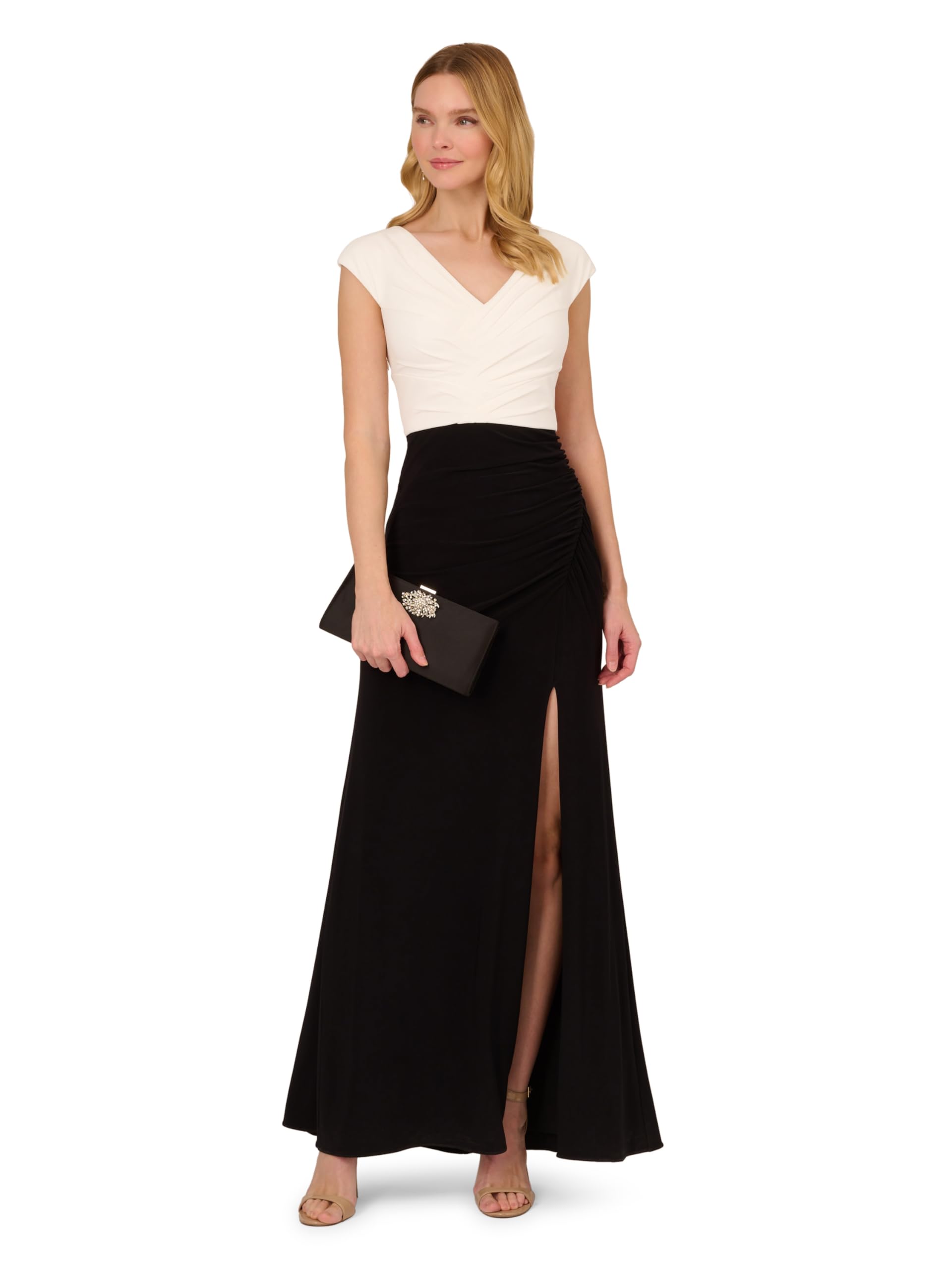 Adrianna Papell Women's Pleated Layered Formal Gown - Elegant Evening Dress for Prom, Wedding & Special Occasions