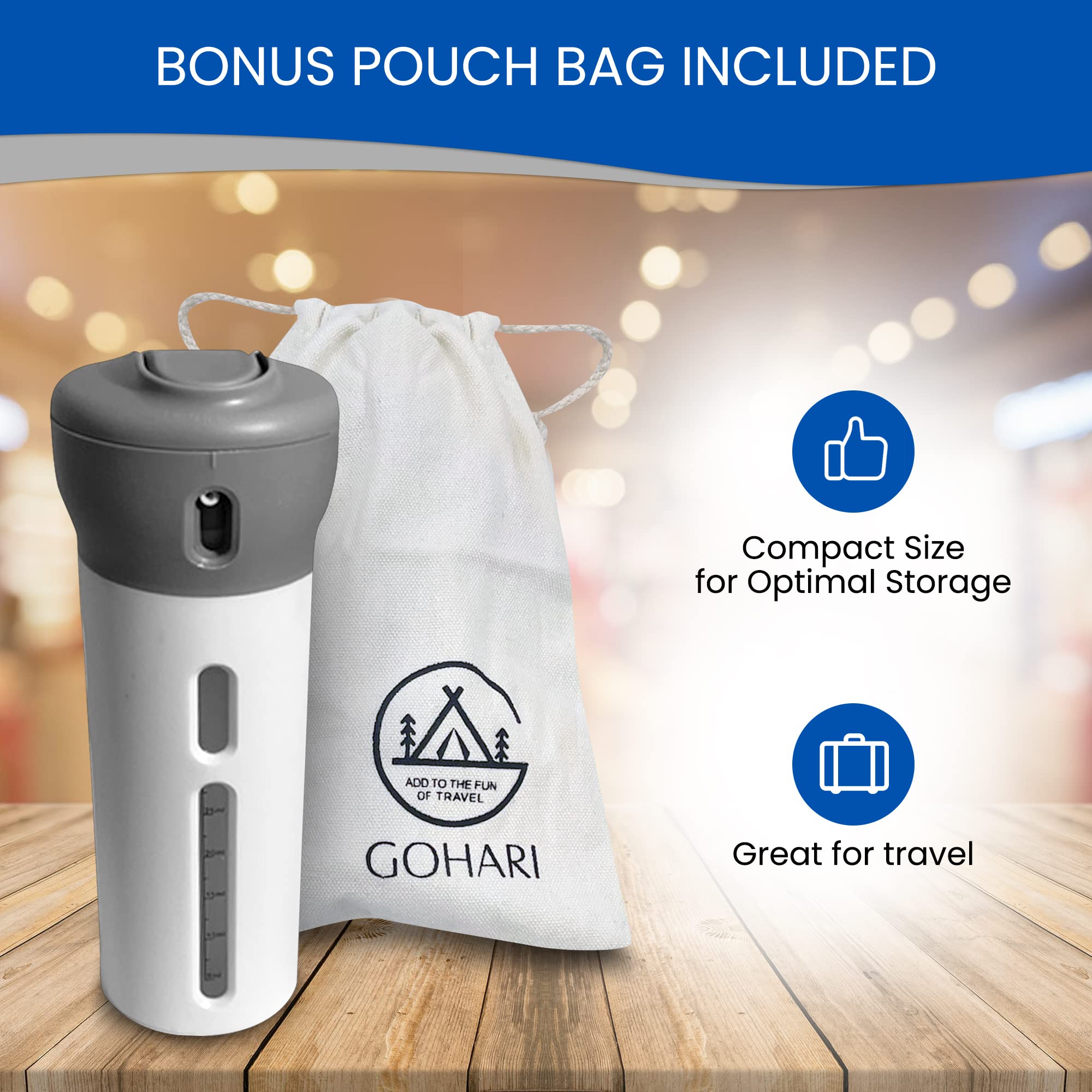 Gohari 4 in 1 Travel Bottle Set - Refillable Leak Proof TSA Approved Toiletry Containers for Shampoo, Lotion, Body Wash & Makeup - Includes Bonus Pouch & Labels (Pink) | Perfect for Air Travel, Gym, Camping & Vacation Essentials