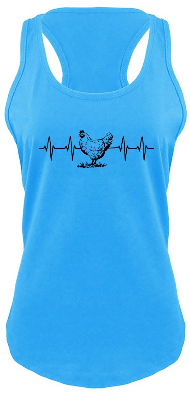 Funny Chicken Heartbeat Graphic Racerback Tank Top for Women - Perfect for Casual Wear, Gym, and Summer Outfits