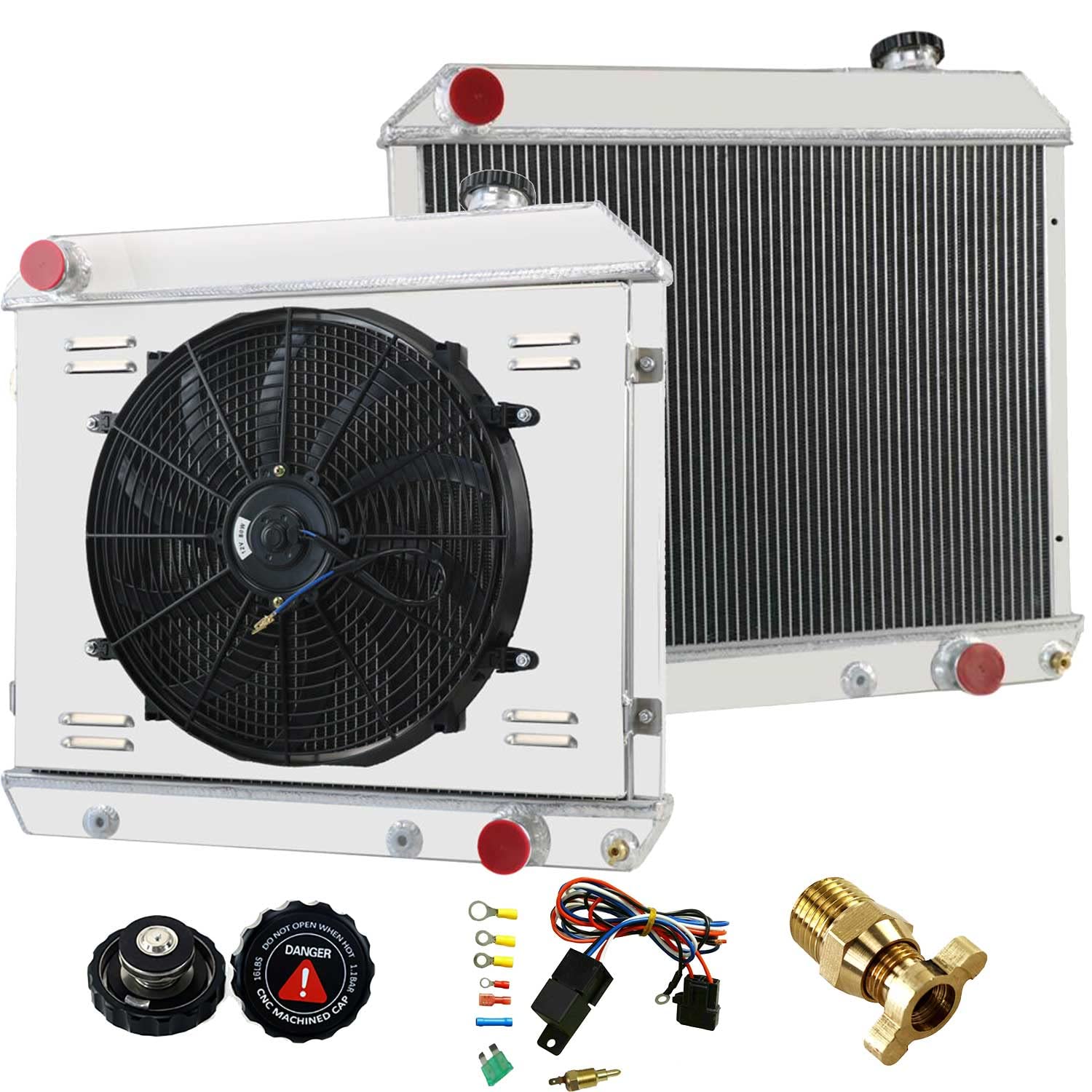 ColQuee 4-Row All Aluminum Radiator with Thermostat Shroud, 16