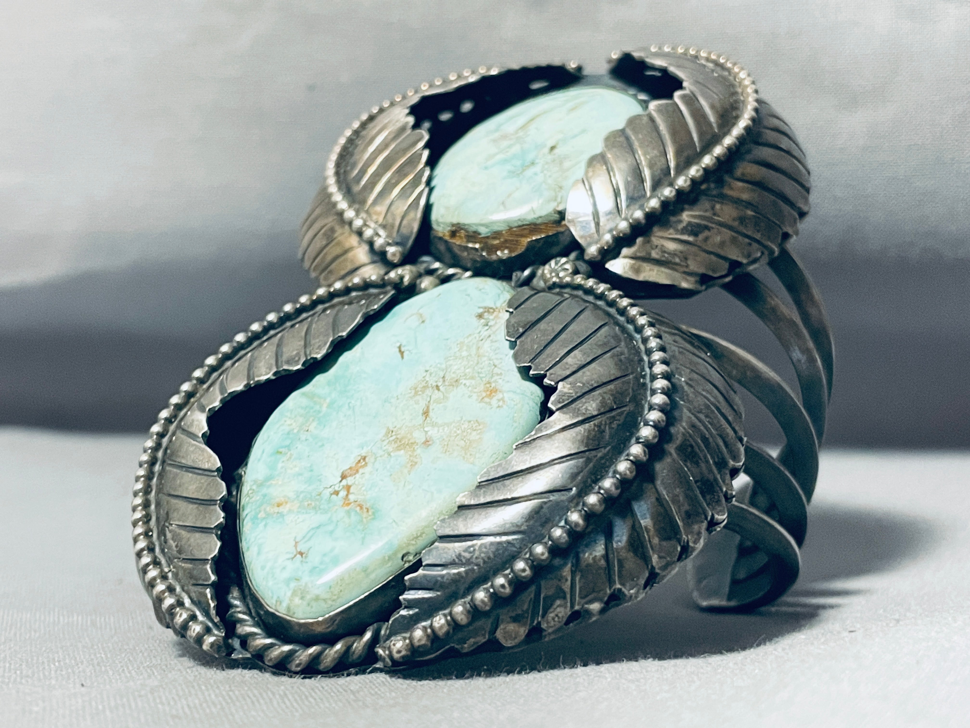 185 Gram Monster Mens Vintage Native American Navajo Turquoise Sterling Silver Bracelet